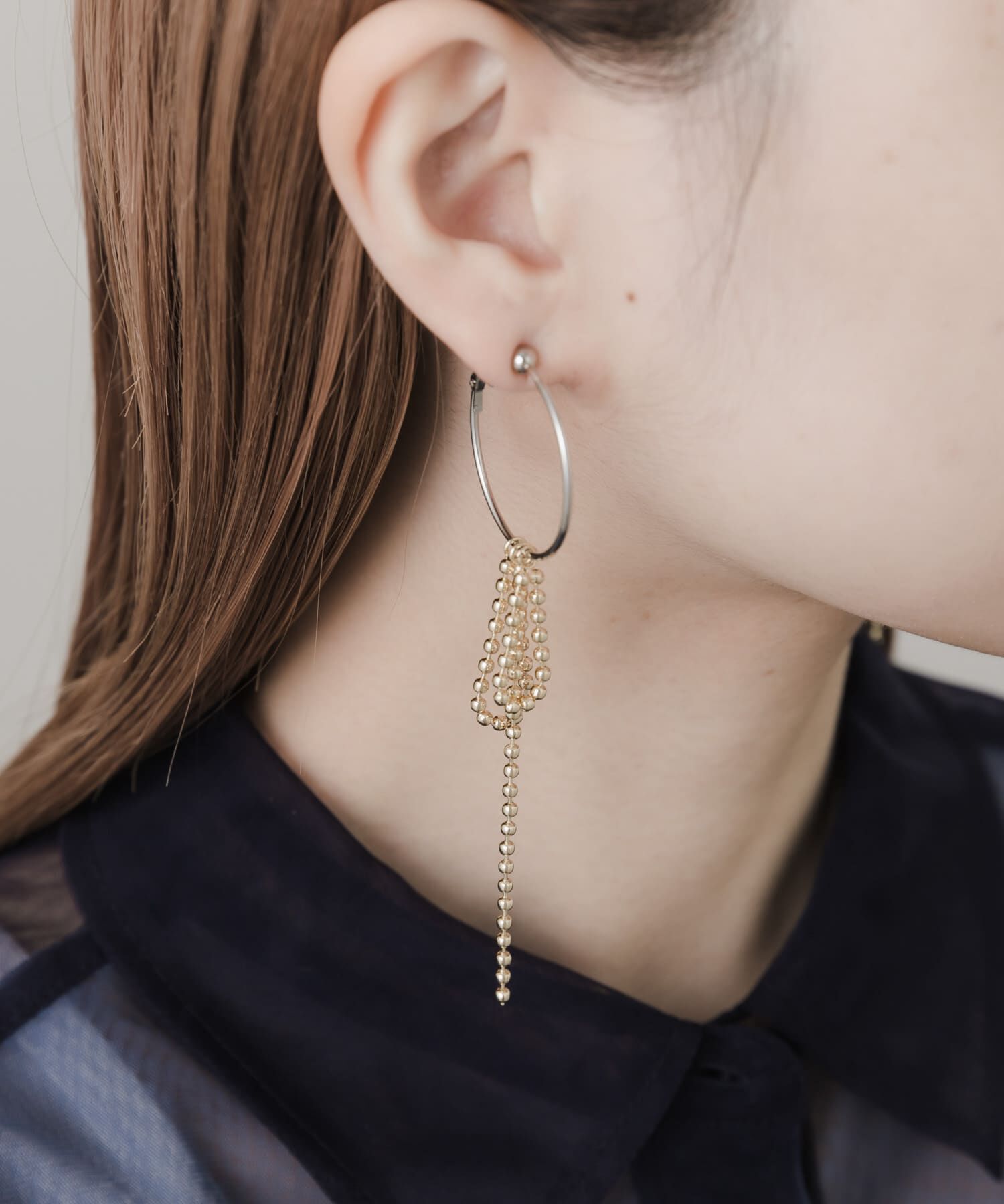 SMELLY「ボールチェーンフープイヤリング」|イヤリング|