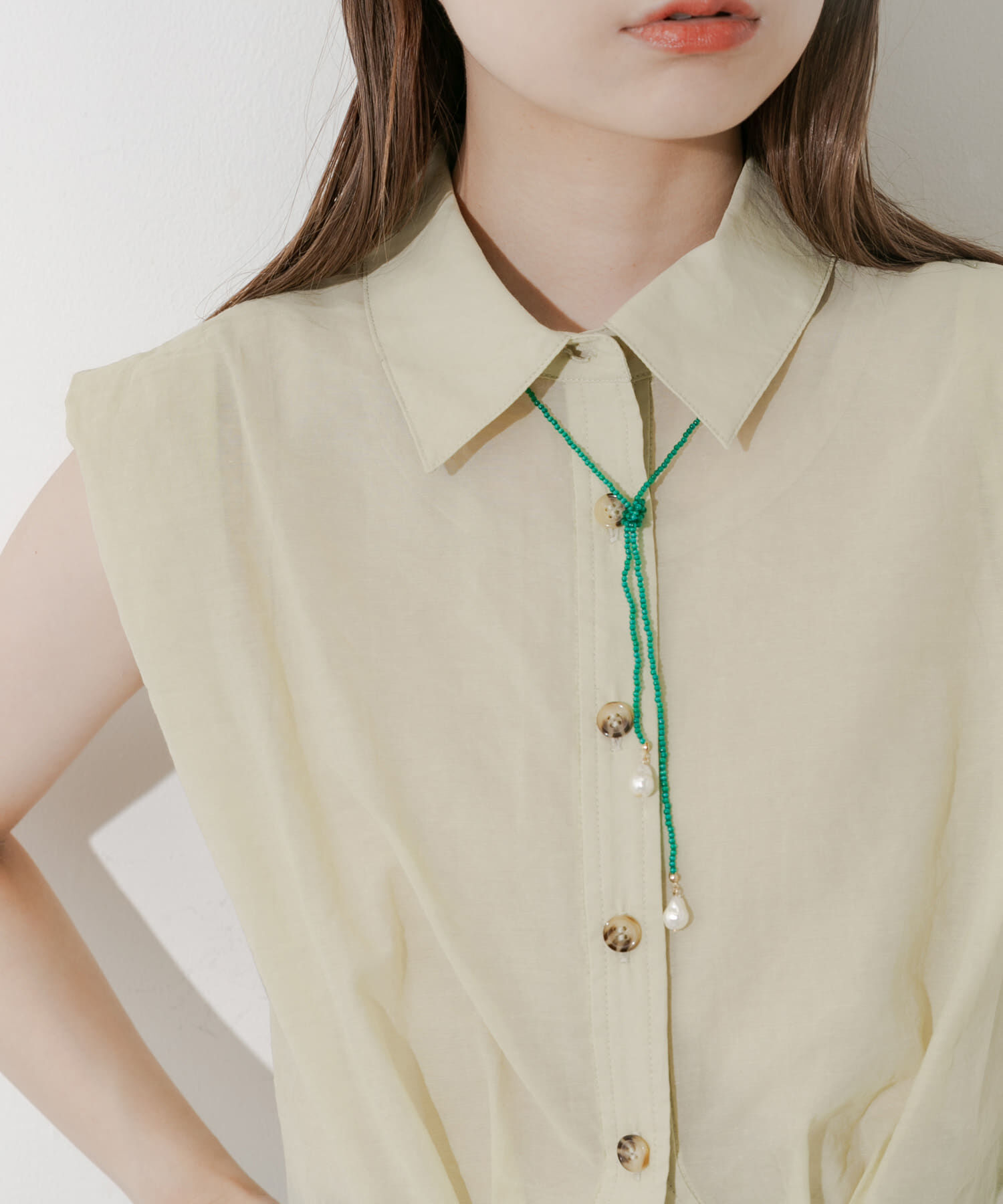 SMELLY「カラービーズパールトップネックレス」|ネックレス|