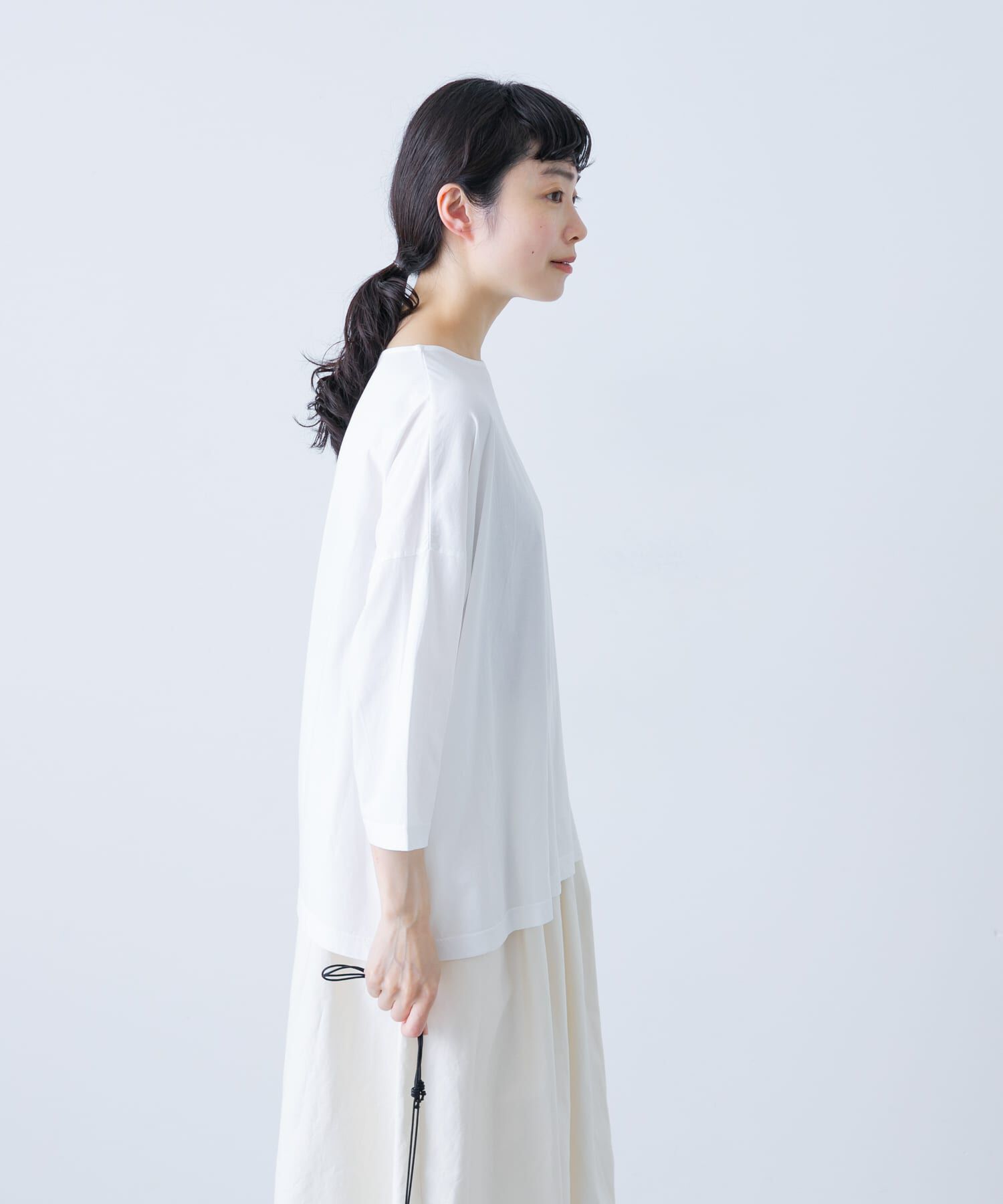 かぐれ「ボートネック7分袖ワイドカットソー」|Tシャツ・カットソー|