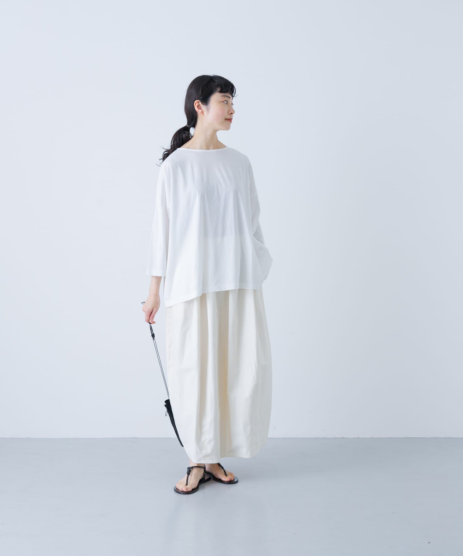 かぐれ「ボートネック7分袖ワイドカットソー」|Tシャツ・カットソー|