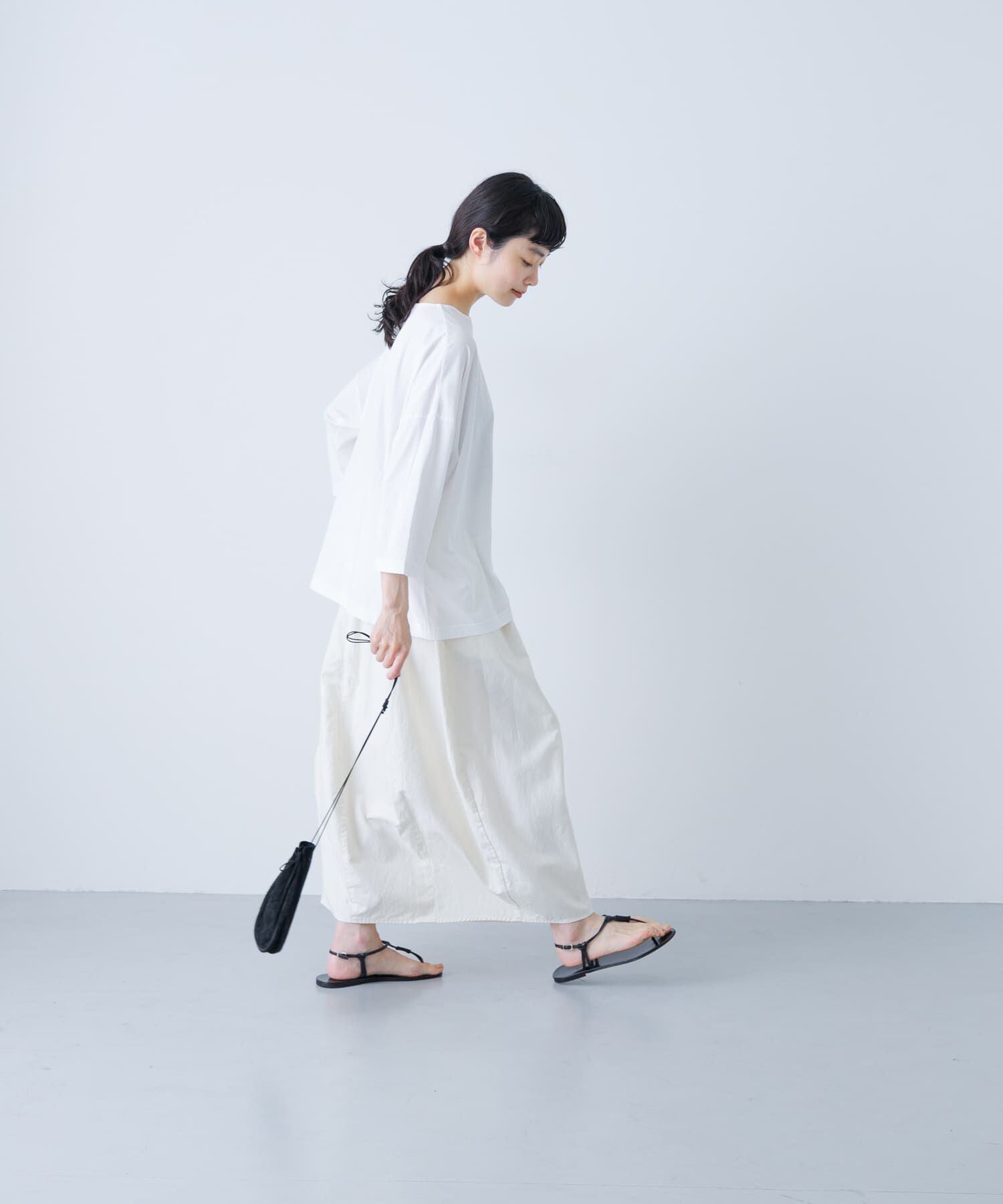 かぐれ「ボートネック7分袖ワイドカットソー」|Tシャツ・カットソー|