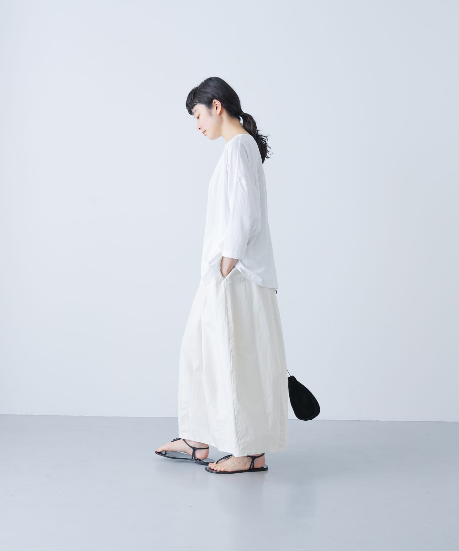 かぐれ「ボートネック7分袖ワイドカットソー」|Tシャツ・カットソー|