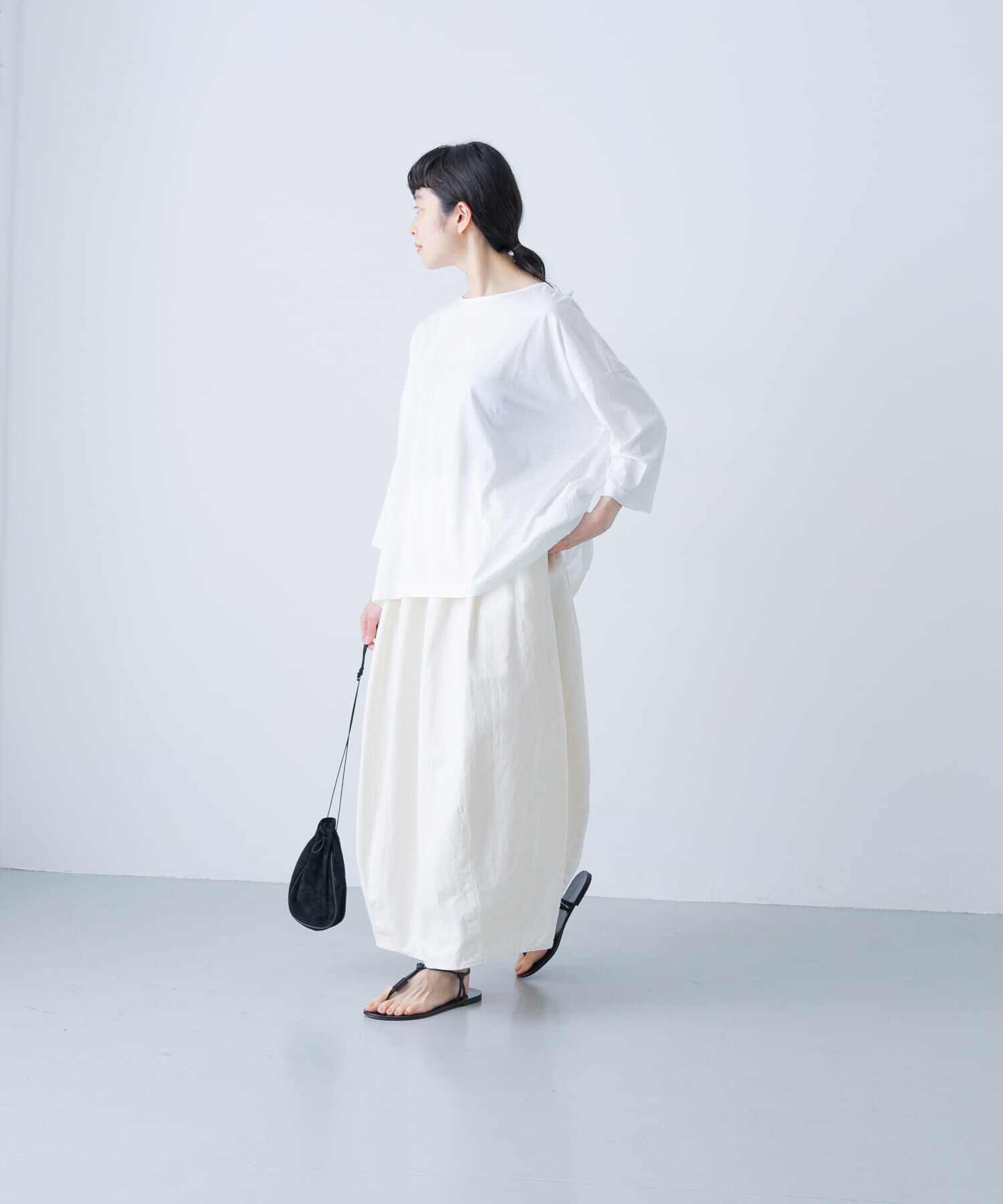 かぐれ「ボートネック7分袖ワイドカットソー」|Tシャツ・カットソー|