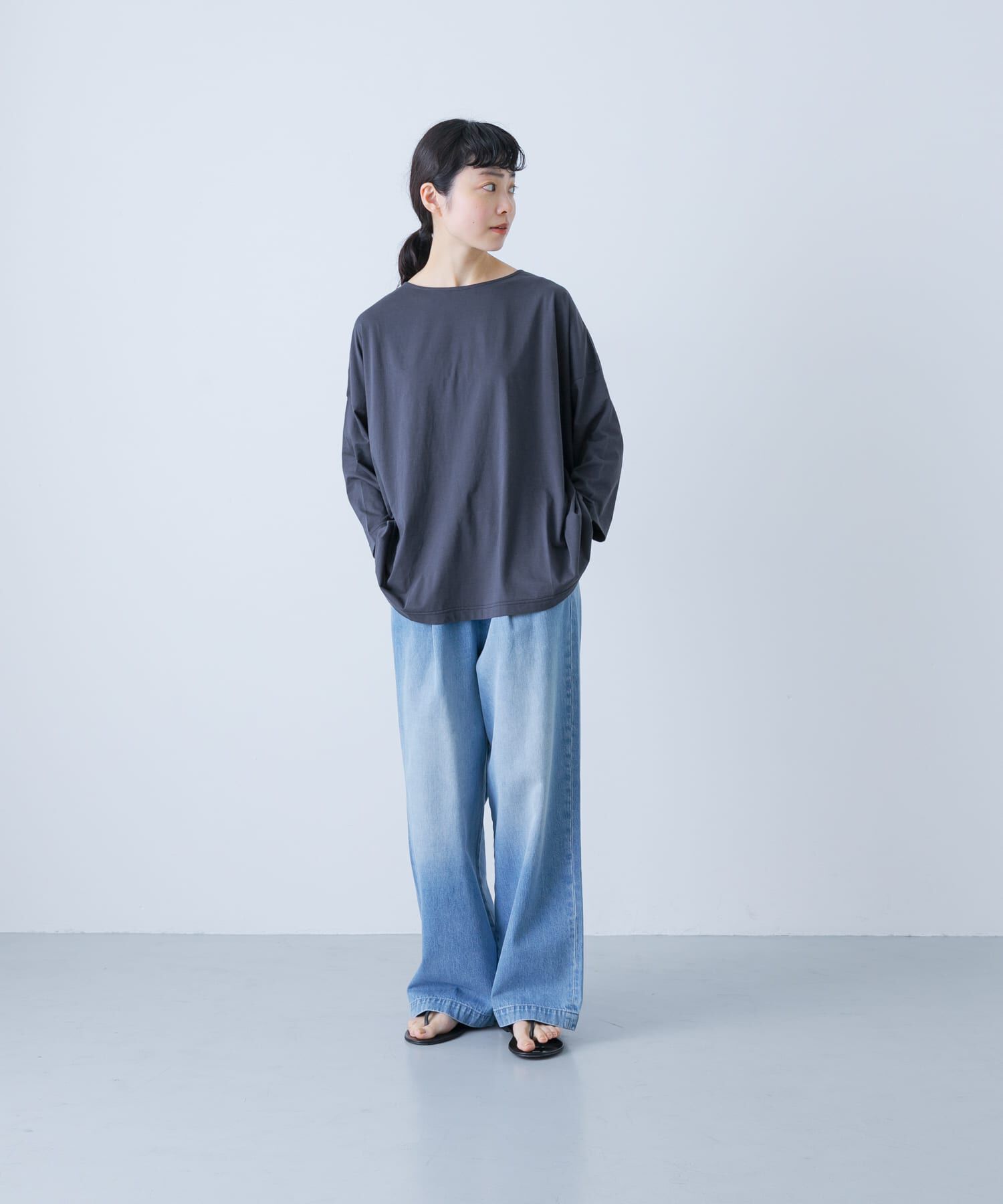 かぐれ「ボートネック7分袖ワイドカットソー」|Tシャツ・カットソー|