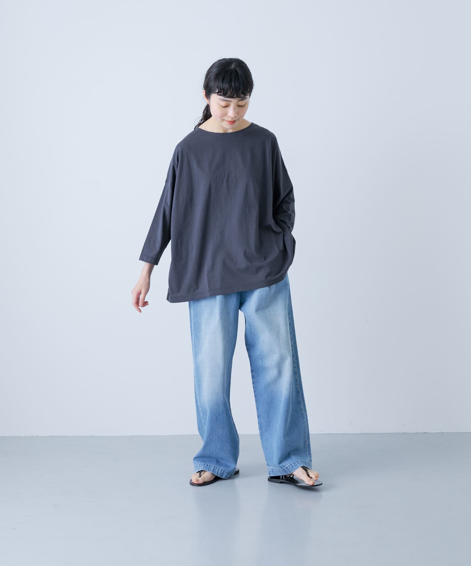 かぐれ「ボートネック7分袖ワイドカットソー」|Tシャツ・カットソー|