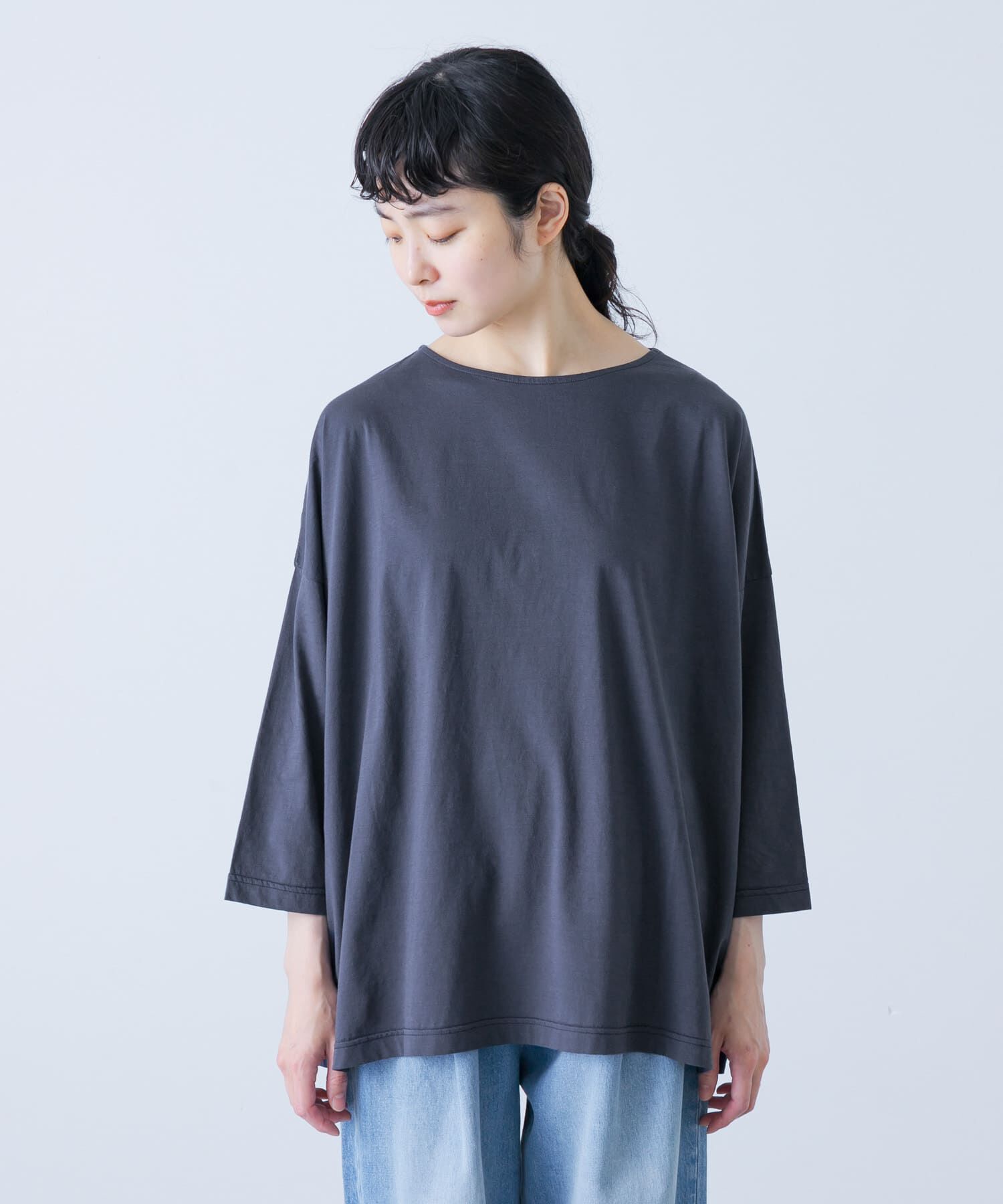 かぐれ「ボートネック7分袖ワイドカットソー」|Tシャツ・カットソー|