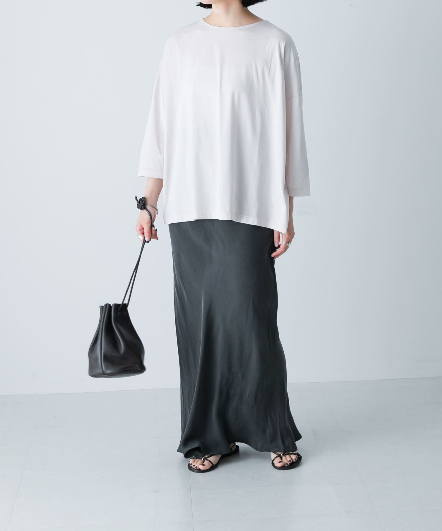 かぐれ「ボートネック7分袖ワイドカットソー」|Tシャツ・カットソー|