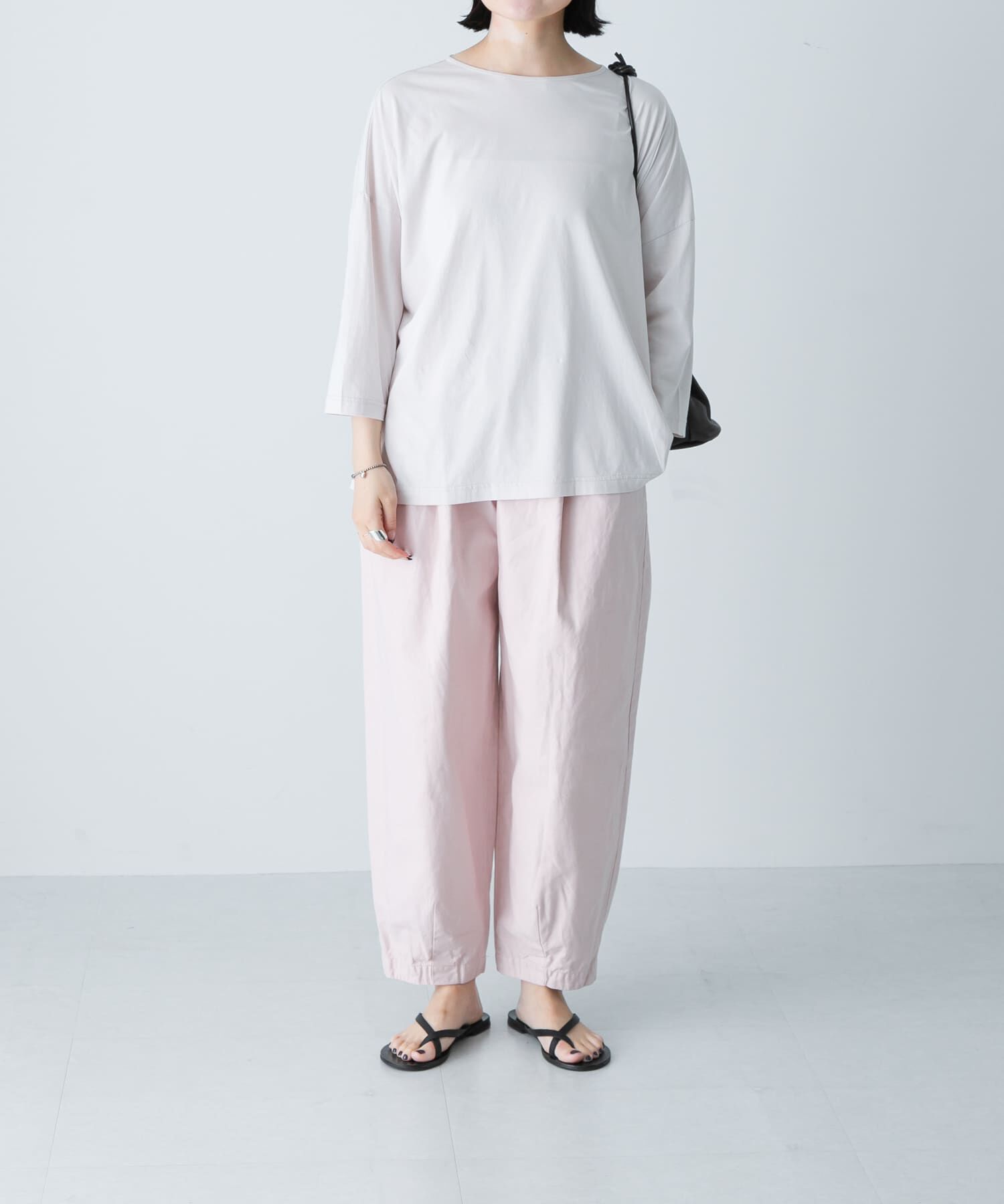 かぐれ「ボートネック7分袖ワイドカットソー」|Tシャツ・カットソー|