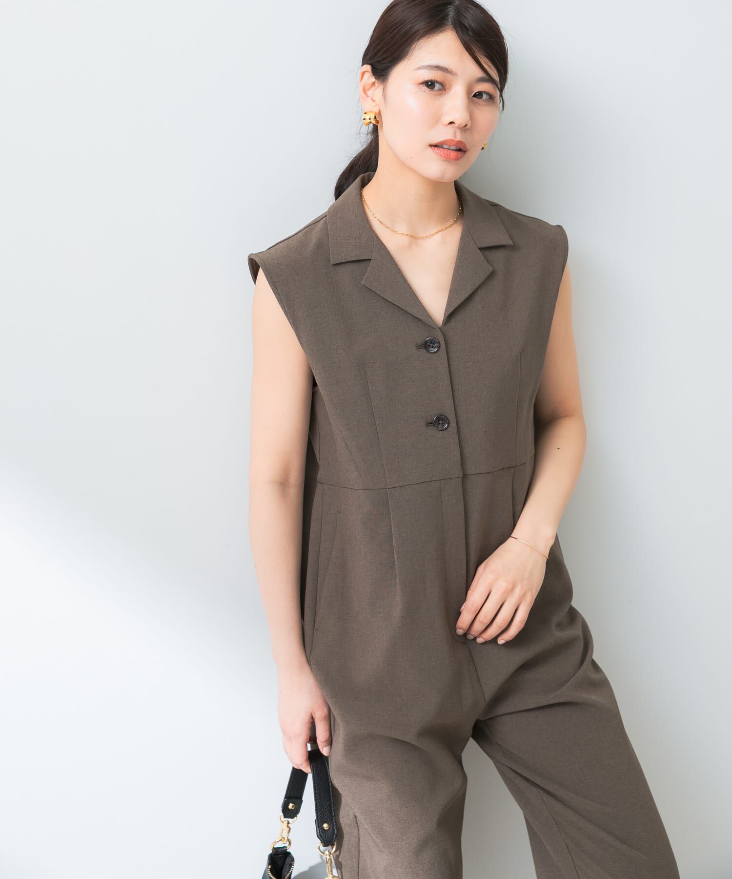 URBAN RESEARCH ROSSO「『UR TECH DRYLUXE』F by ROSSO　オープンカラーオールインワン」|スカート|