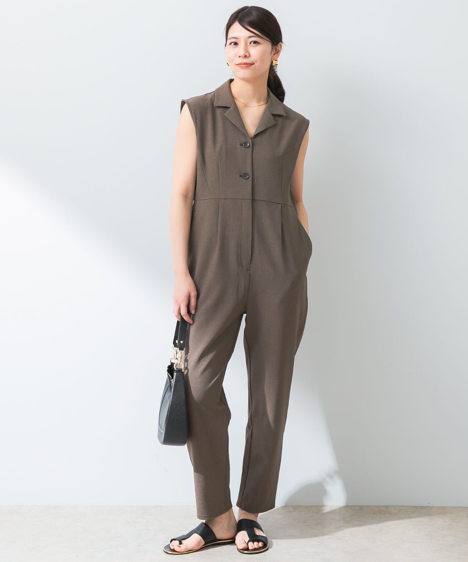 URBAN RESEARCH ROSSO「『UR TECH DRYLUXE』F by ROSSO　オープンカラーオールインワン」|スカート|