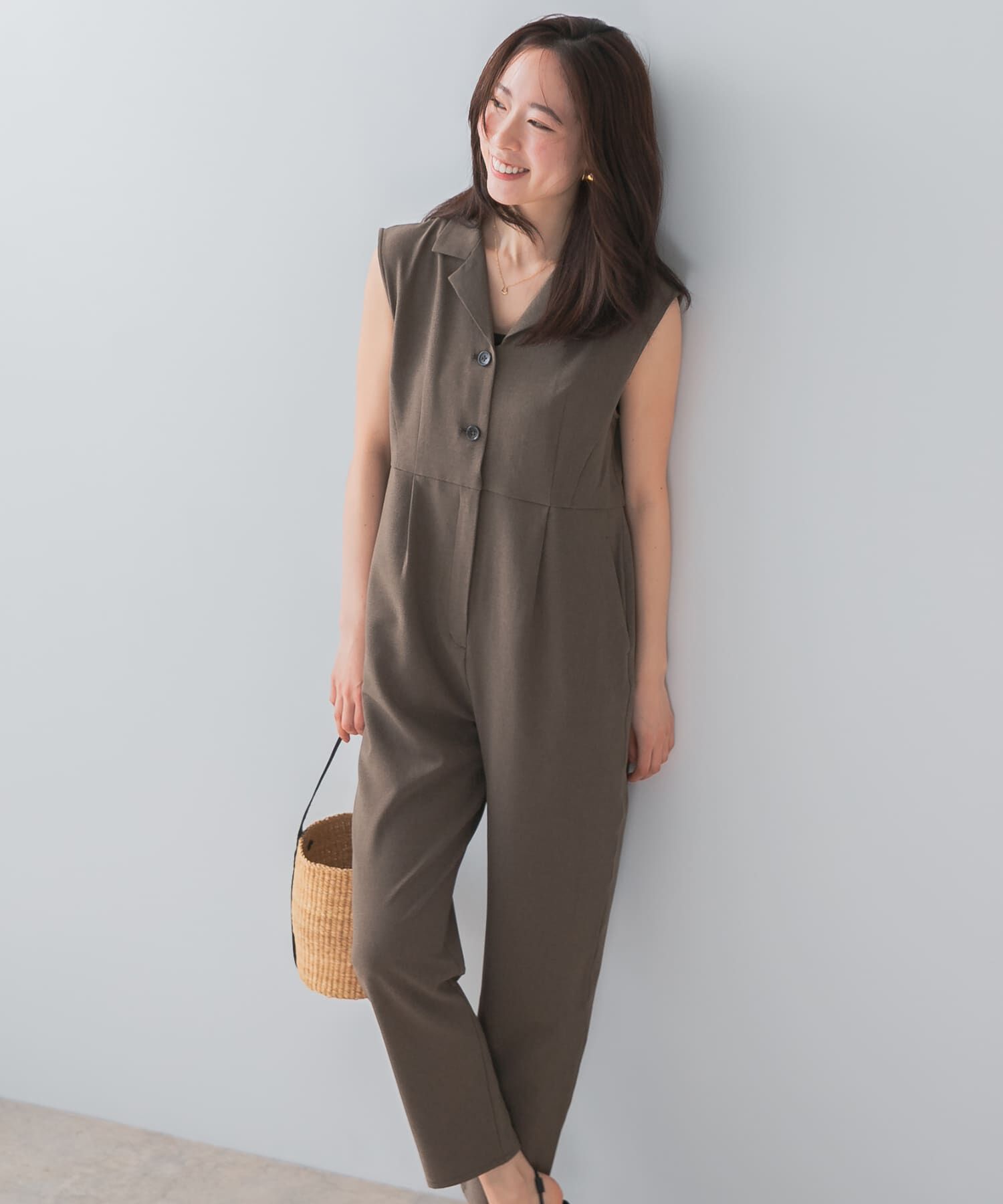 URBAN RESEARCH ROSSO「『UR TECH DRYLUXE』F by ROSSO　オープンカラーオールインワン」|スカート|