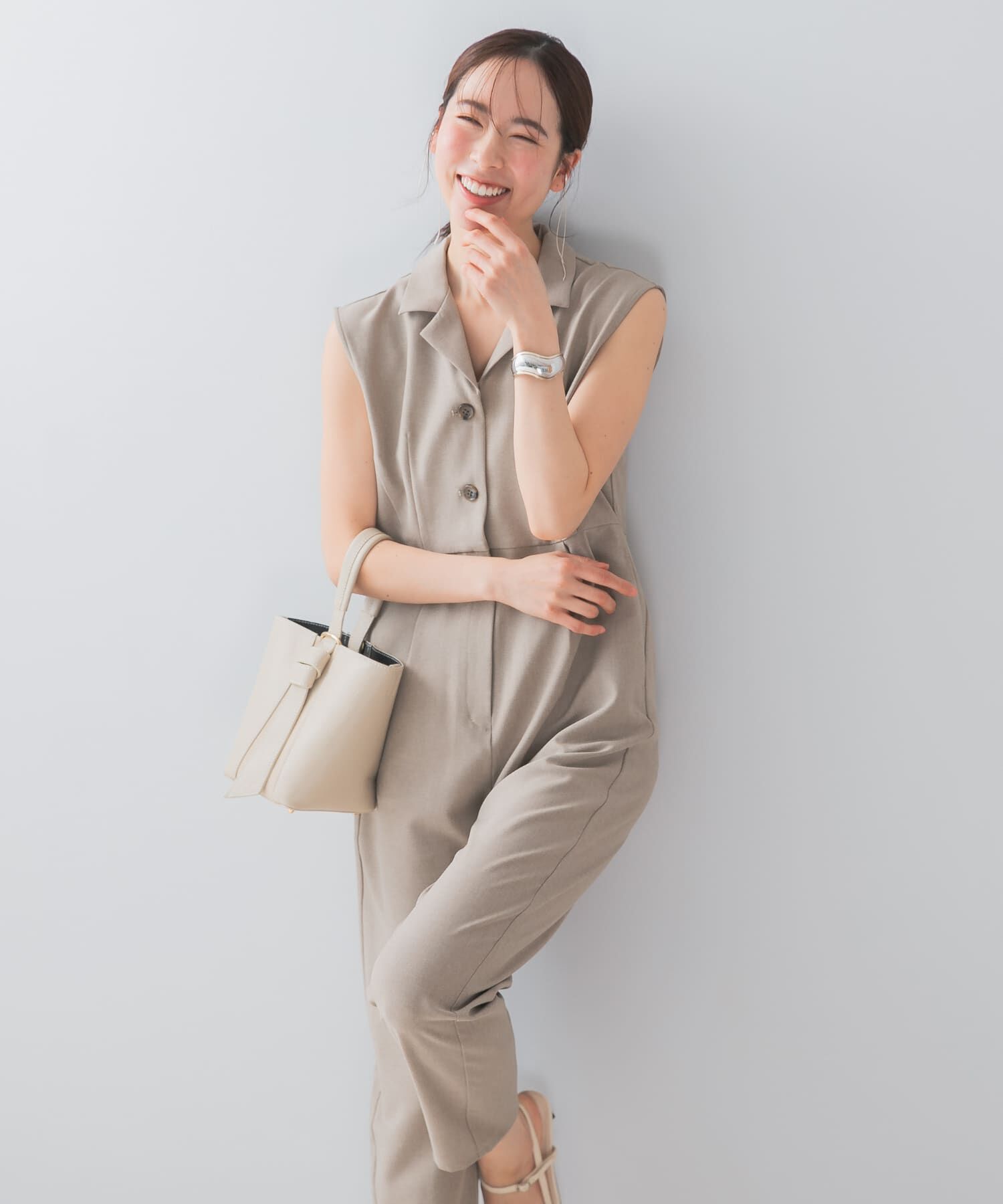 URBAN RESEARCH ROSSO「『UR TECH DRYLUXE』F by ROSSO　オープンカラーオールインワン」|スカート|