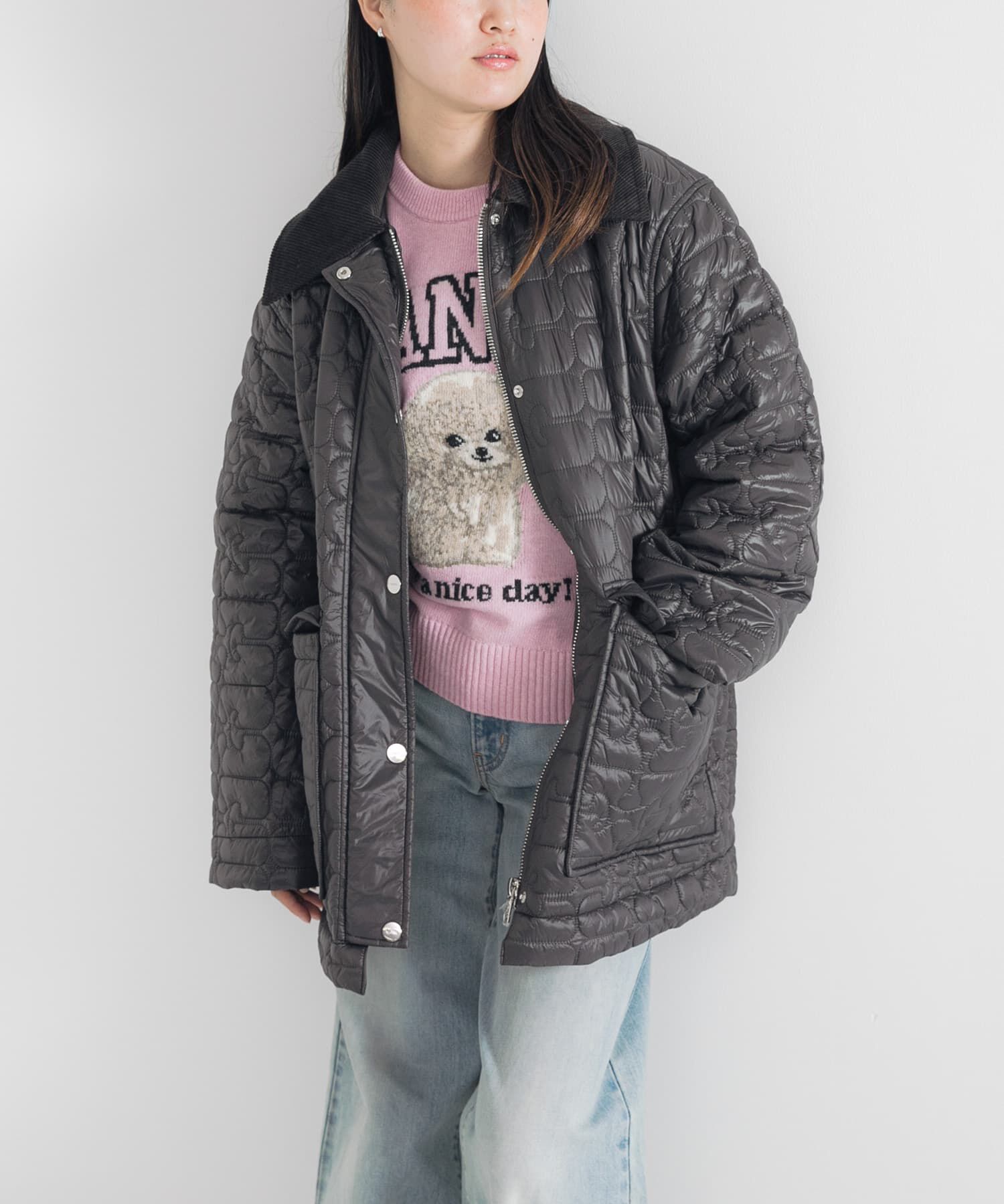 URBAN RESEARCH「GANNI　Shiny Quilt Midi Jacket」|ダウン|