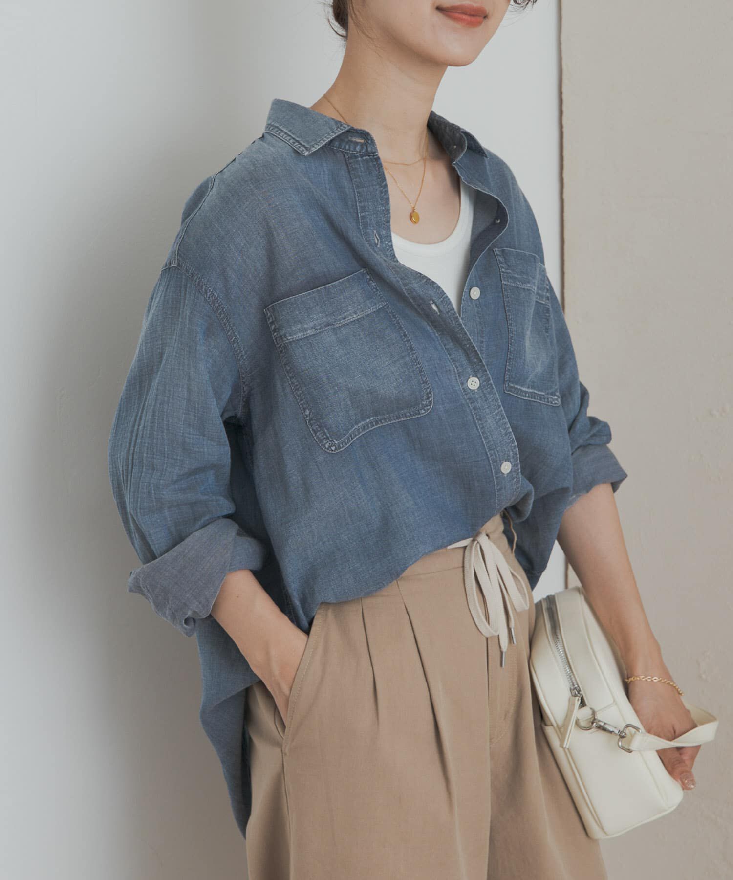 URBAN RESEARCH DOORS「シアーデニムシャツ」|シャツ・ブラウス|