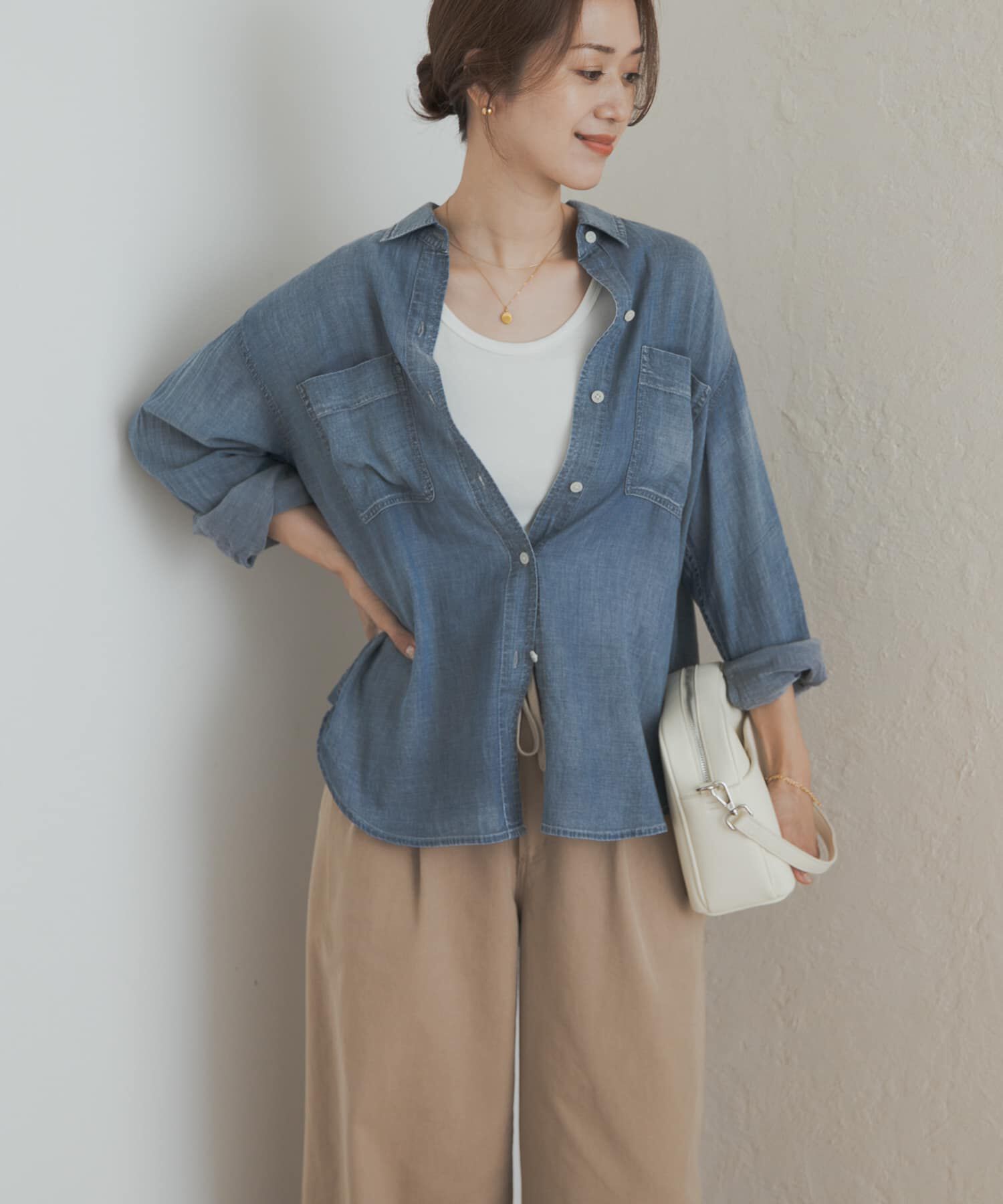 URBAN RESEARCH DOORS「シアーデニムシャツ」|シャツ・ブラウス|