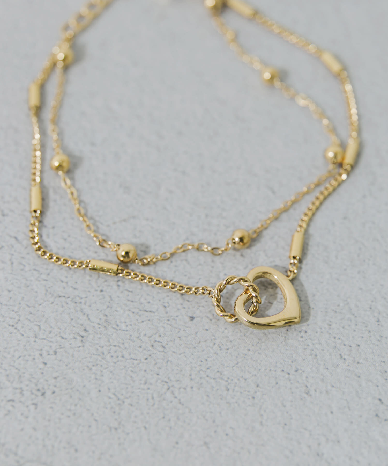 SMELLY「ステンレスハートダブルチェーンブレスレット」|ブレスレット・バングル|