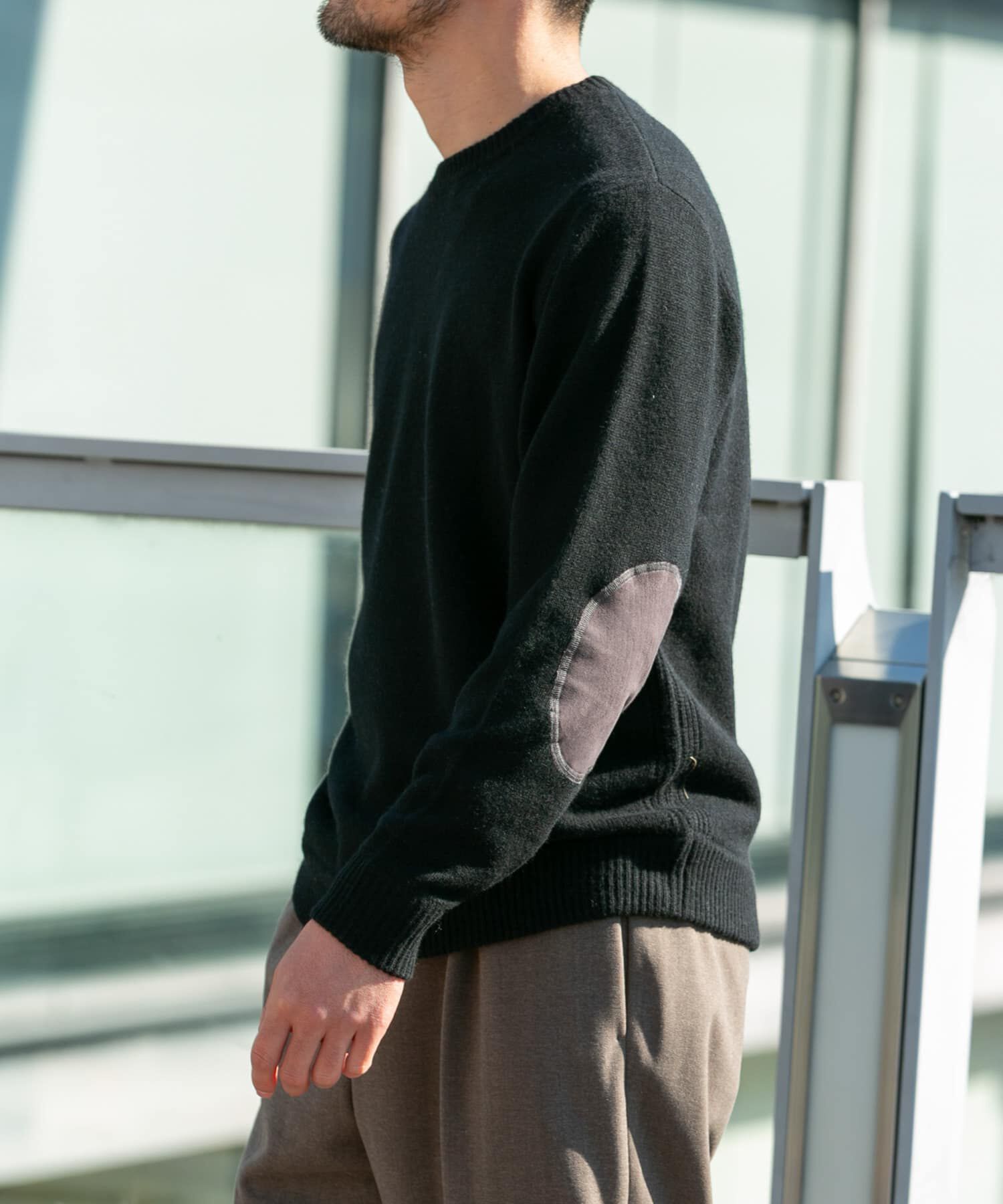 URBAN RESEARCH ROSSO「『XLサイズあり』ハミルトンラムズウールエルボーパッチニット」|ニット・セーター|