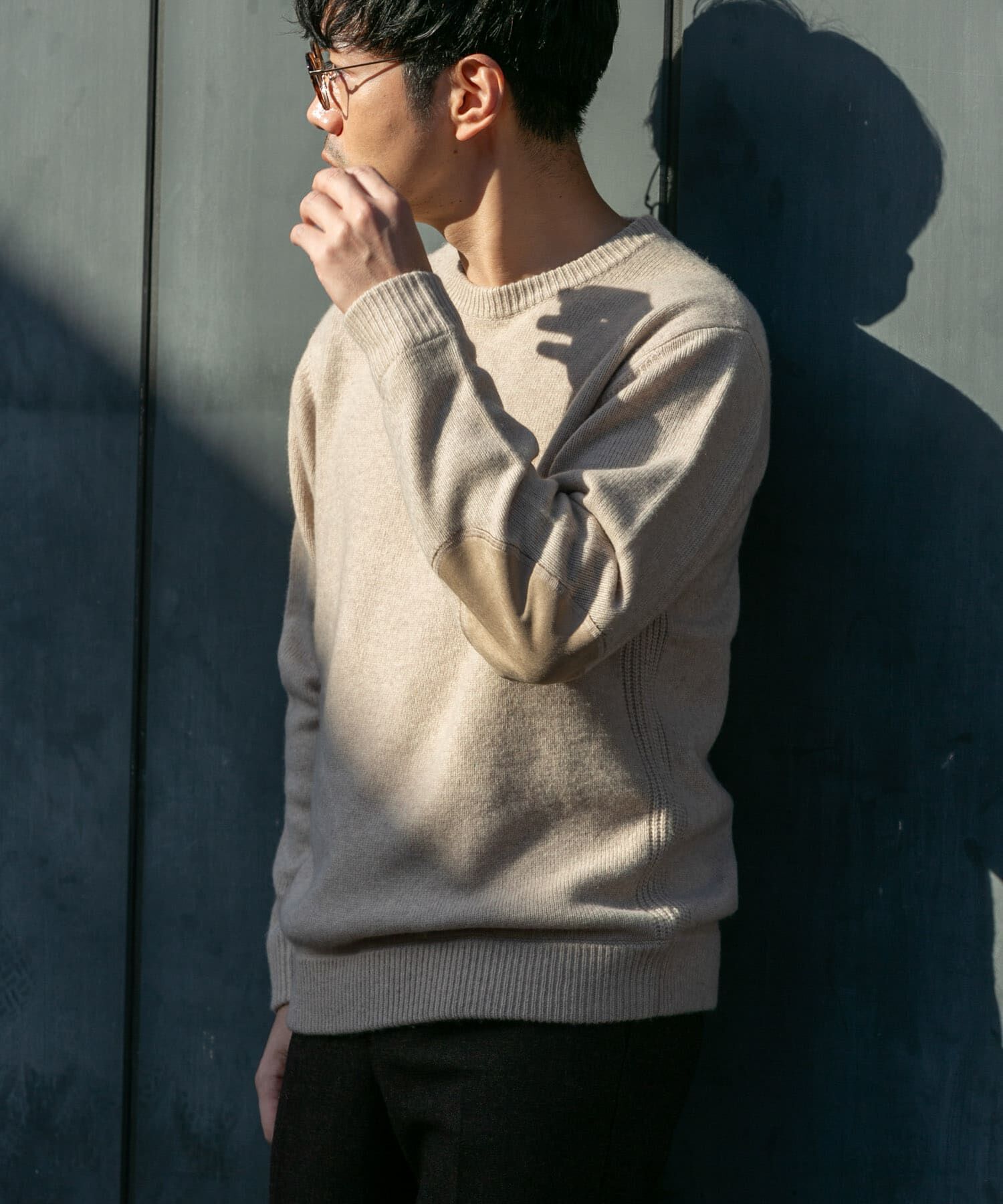 URBAN RESEARCH ROSSO「『XLサイズあり』ハミルトンラムズウールエルボーパッチニット」|ニット・セーター|