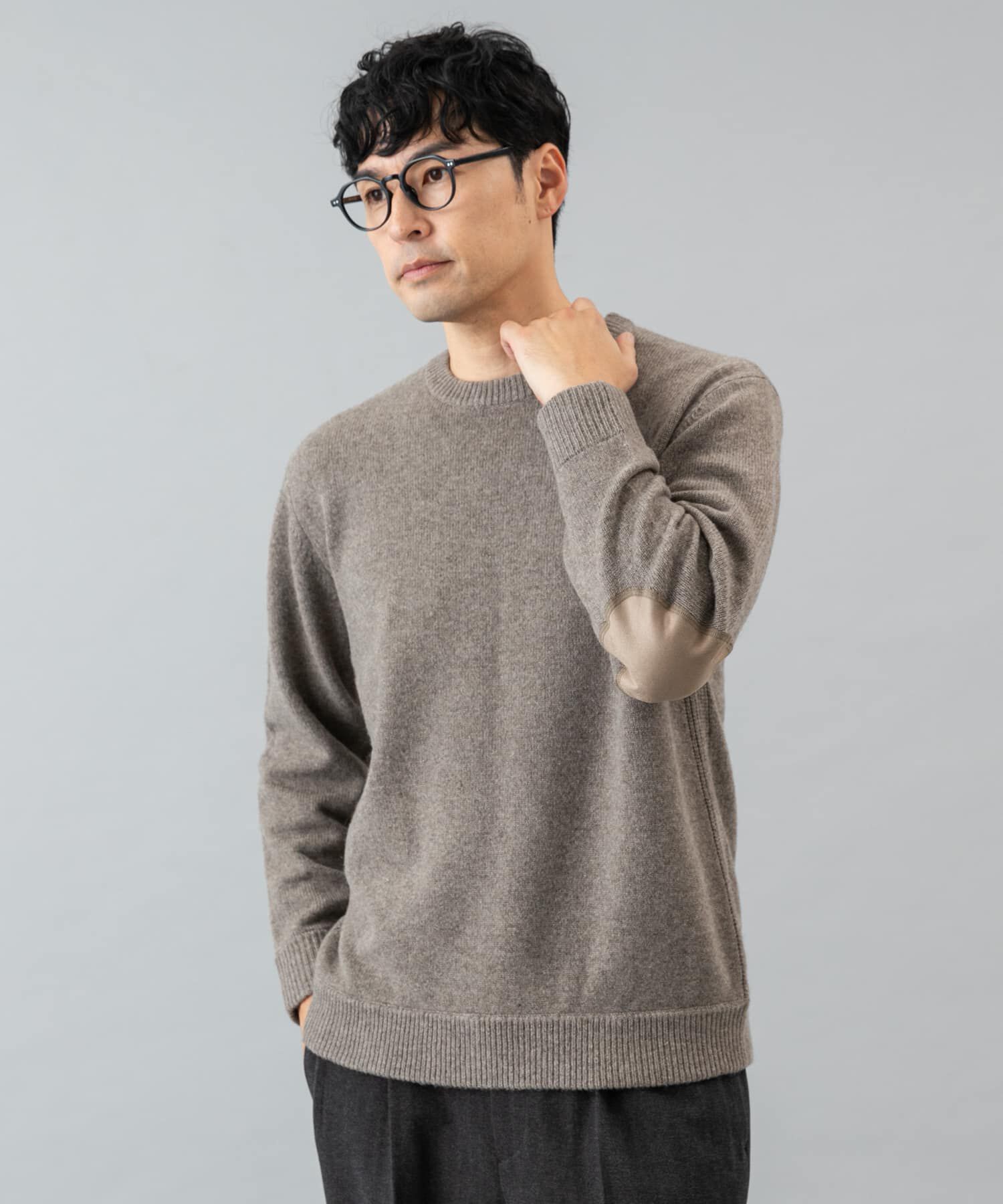 URBAN RESEARCH ROSSO「『XLサイズあり』ハミルトンラムズウールエルボーパッチニット」|ニット・セーター|