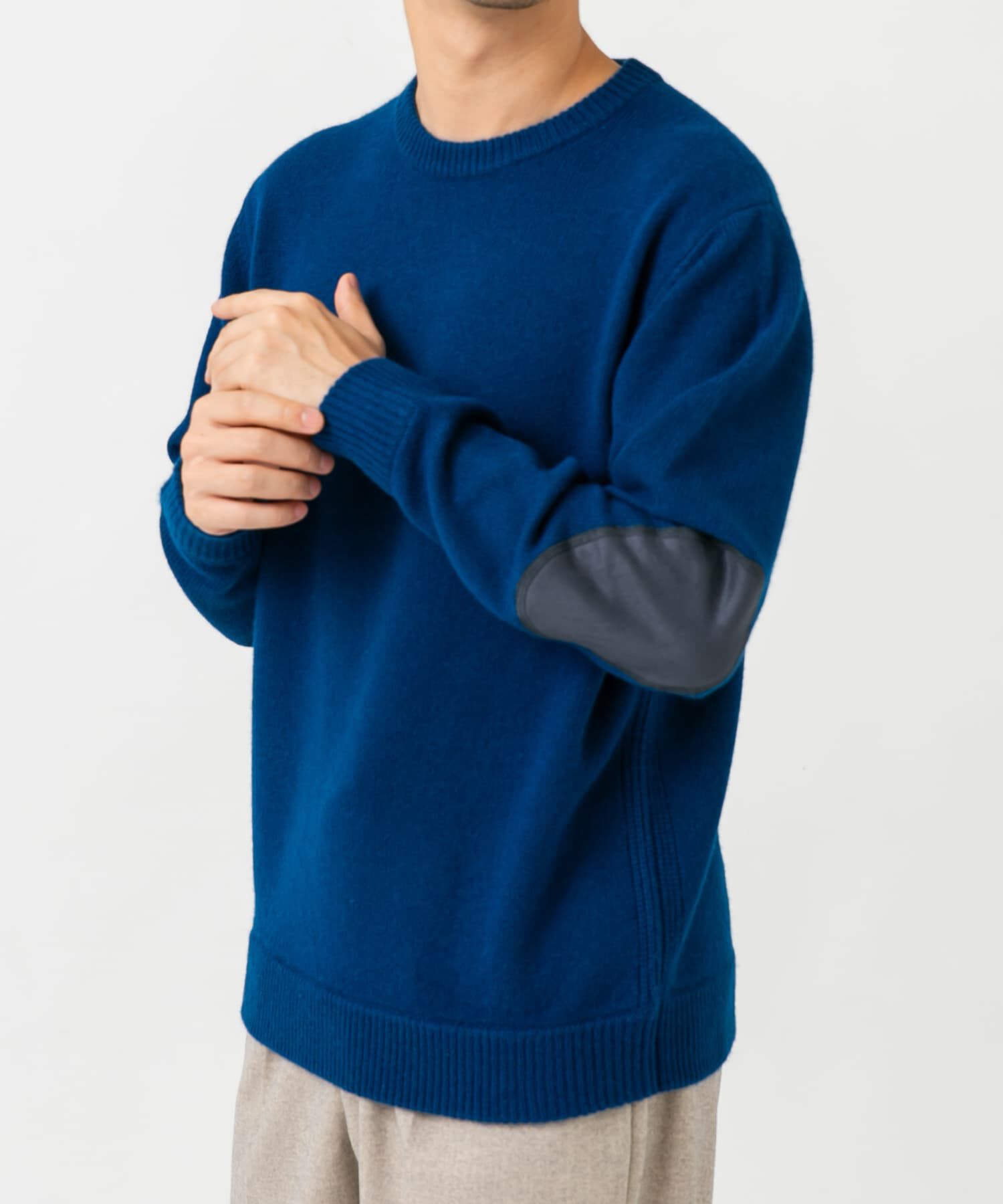 URBAN RESEARCH ROSSO「『XLサイズあり』ハミルトンラムズウールエルボーパッチニット」|ニット・セーター|