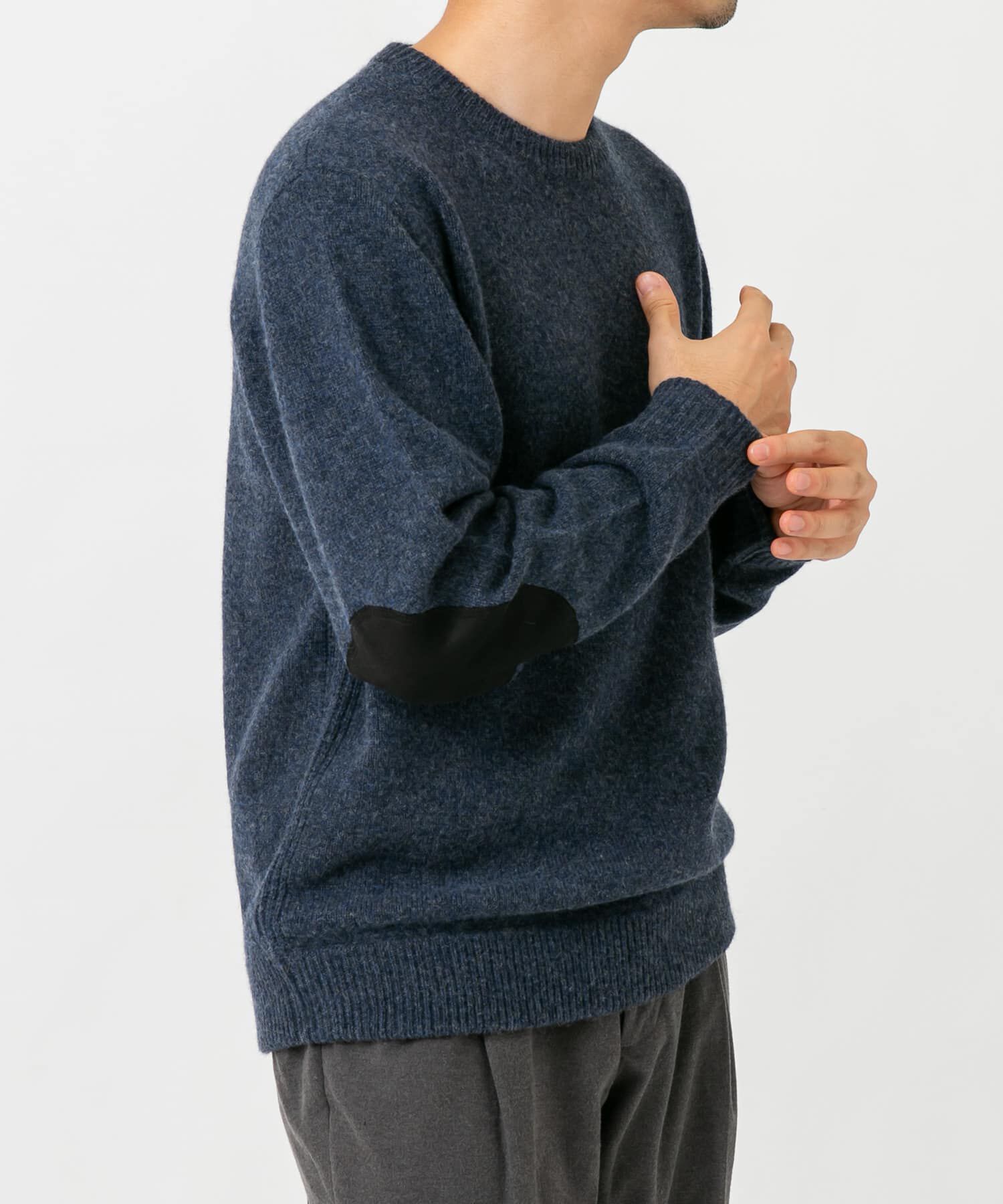 URBAN RESEARCH ROSSO「『XLサイズあり』ハミルトンラムズウールエルボーパッチニット」|ニット・セーター|