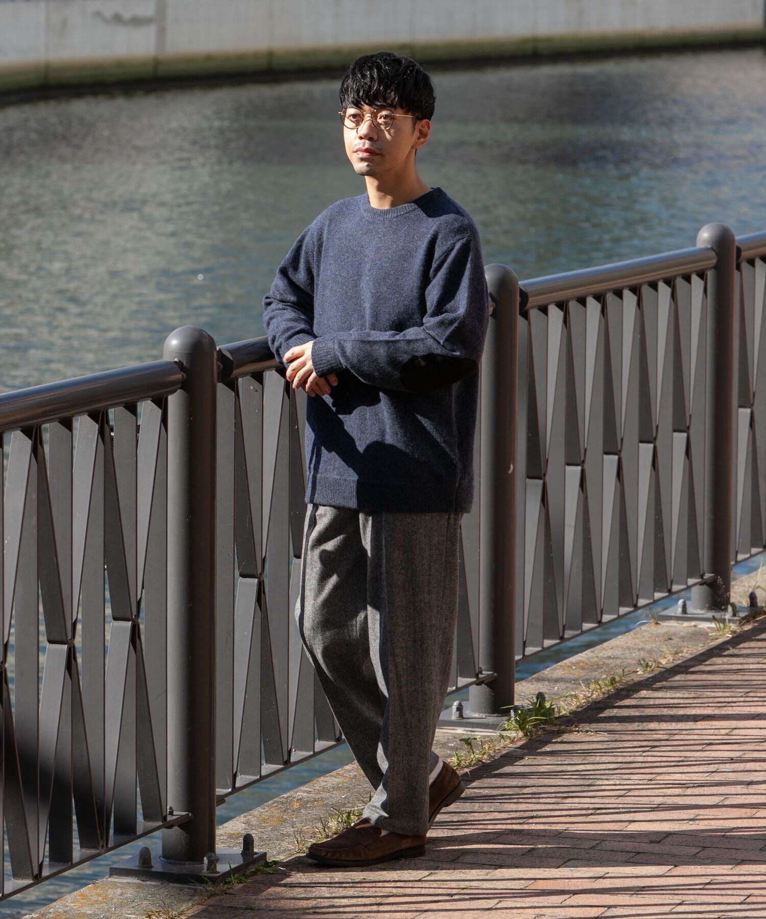 URBAN RESEARCH ROSSO「『XLサイズあり』ハミルトンラムズウールエルボーパッチニット」|ニット・セーター|