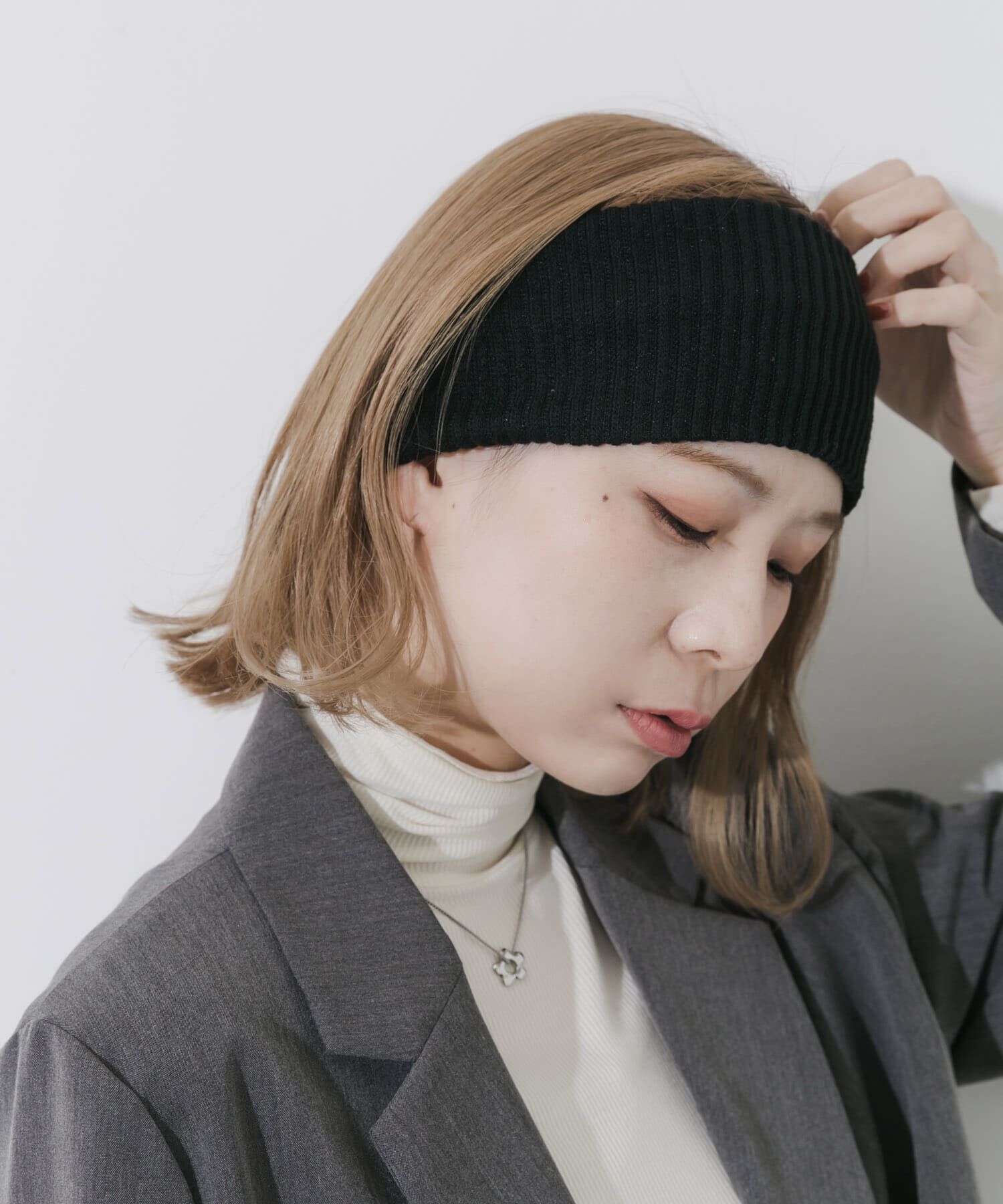 SMELLY「リブニットワイドヘアバンド」|ヘアバンド|