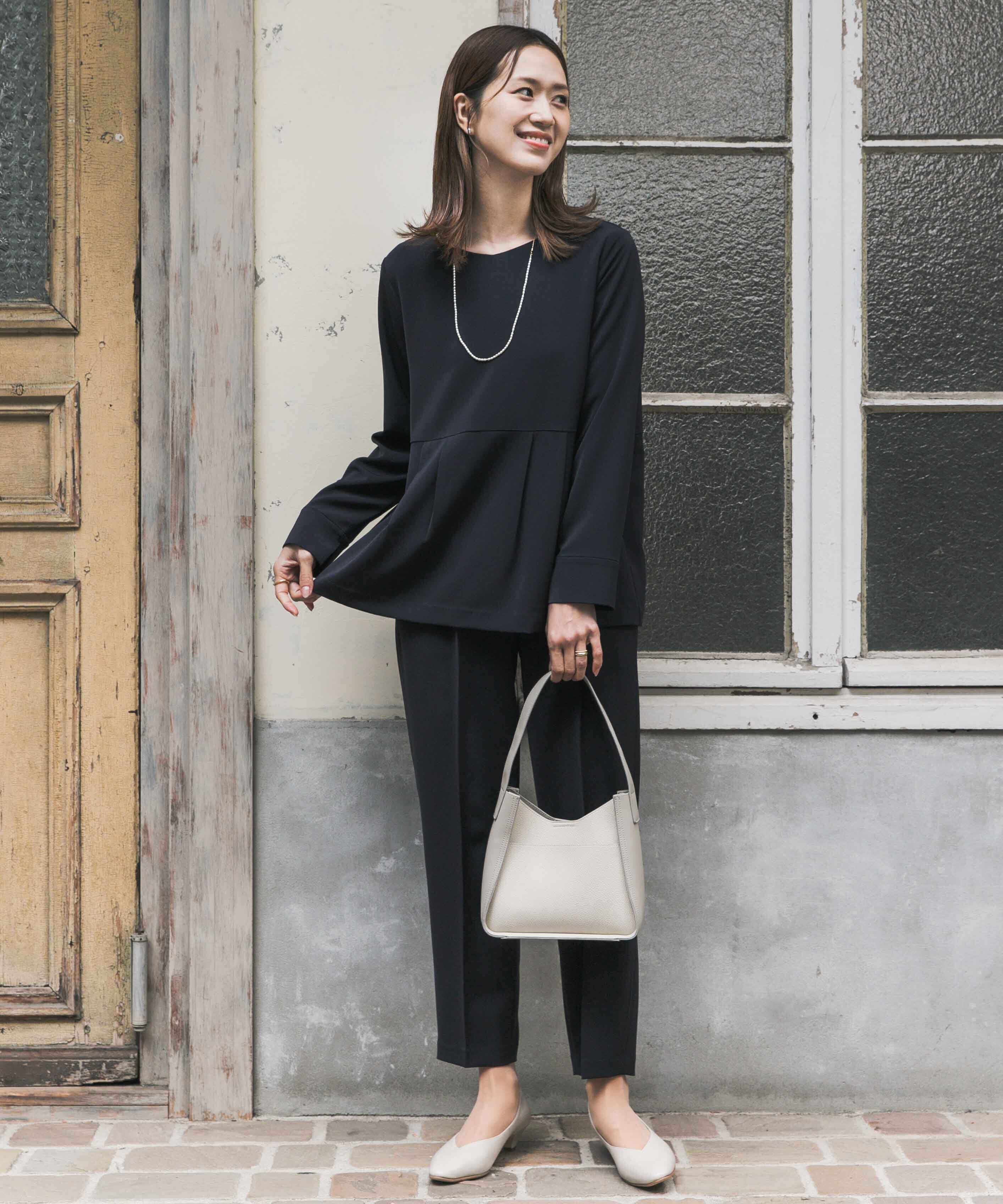 URBAN RESEARCH DOORS「ペプラムトップスセットアップ」|その他|ネイビー