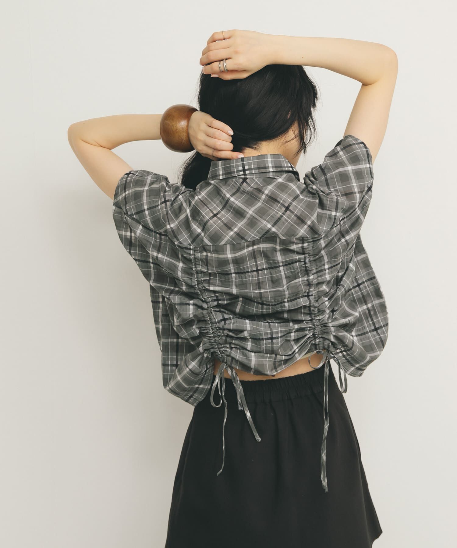 「ドロストシアーチェックブラウス」|シャツ・ブラウス|