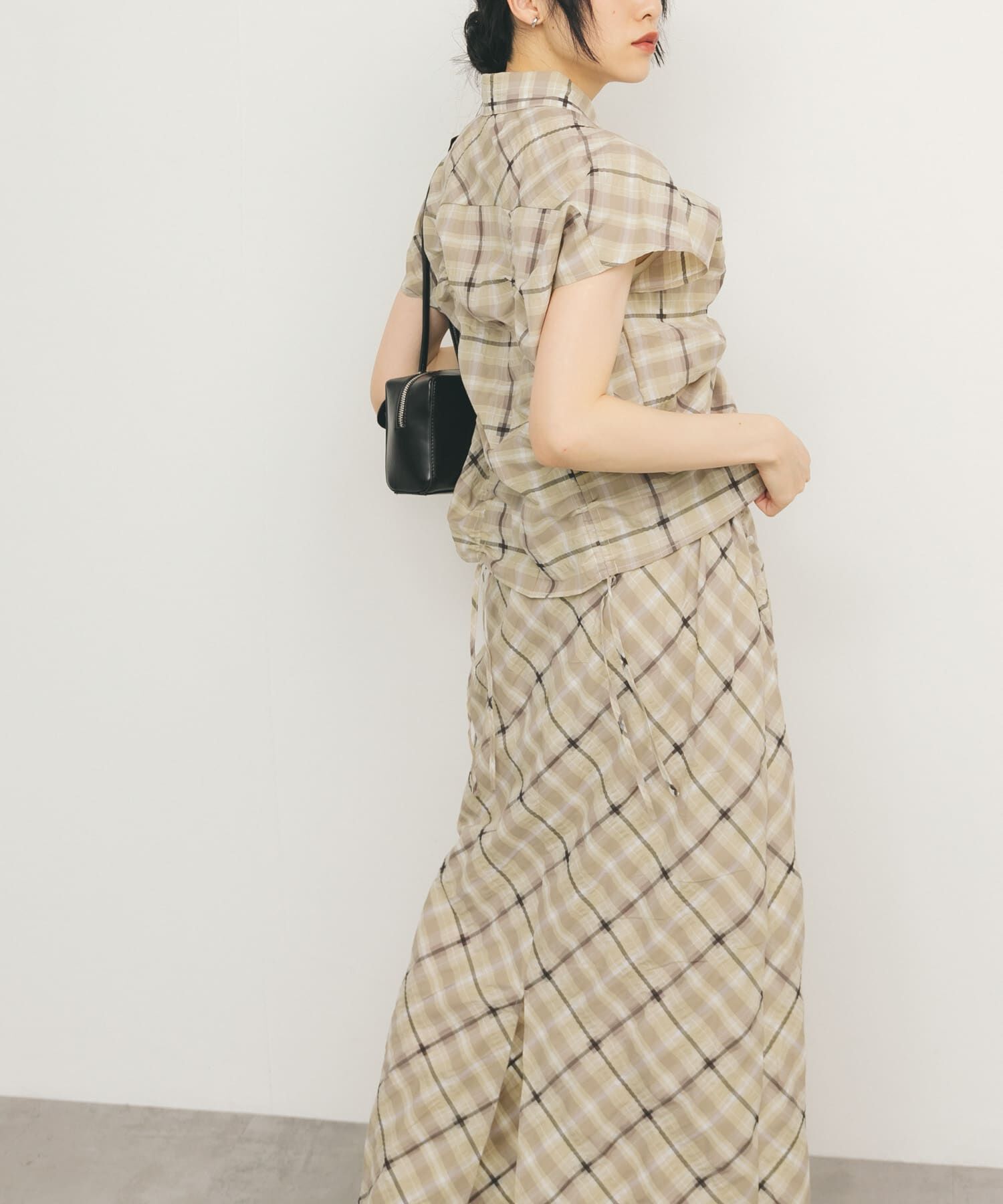  「ドロストシアーチェックブラウス」|シャツ・ブラウス|