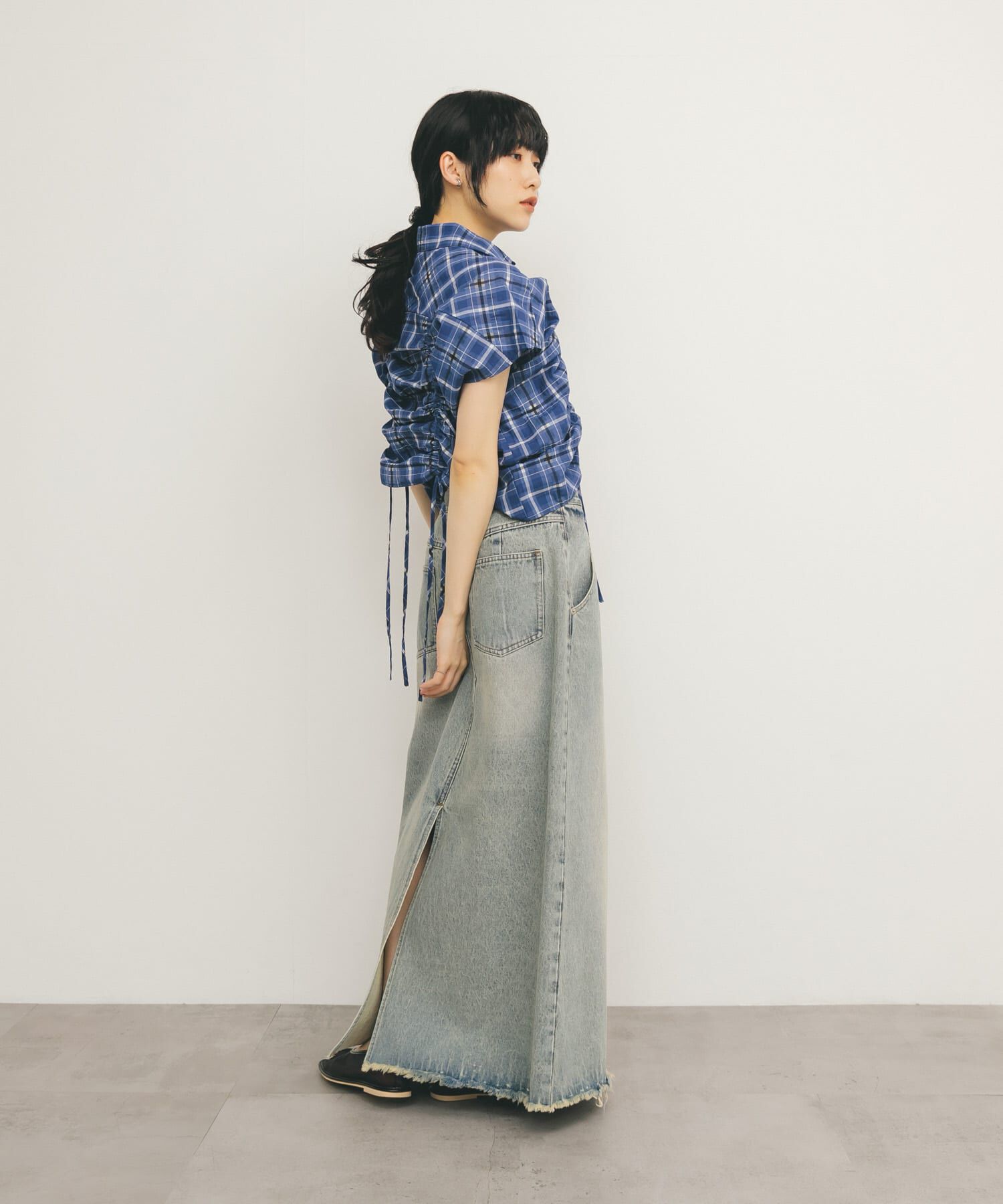  「ドロストシアーチェックブラウス」|シャツ・ブラウス|