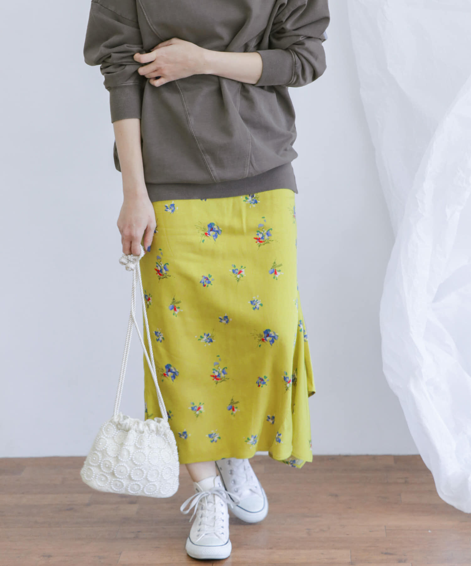  「フラワーイレヘムバイアススカート&there4;」|スカート|イエロー