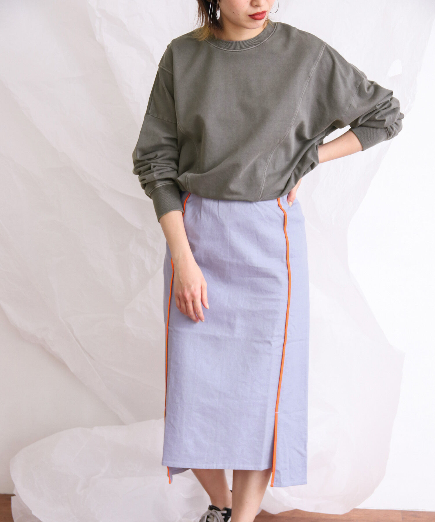  「カラーパイピングスカート」|スカート|