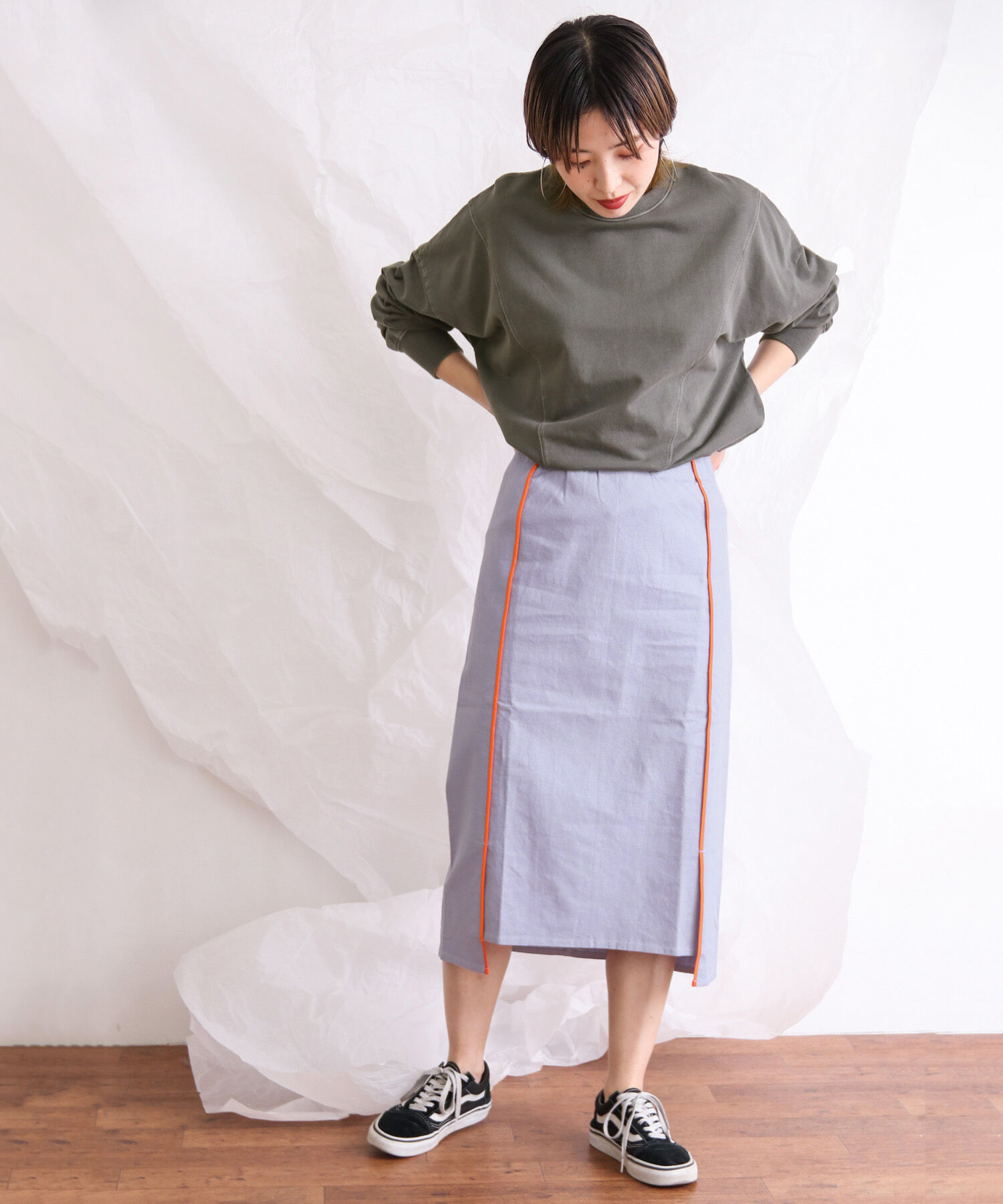  「カラーパイピングスカート」|スカート|