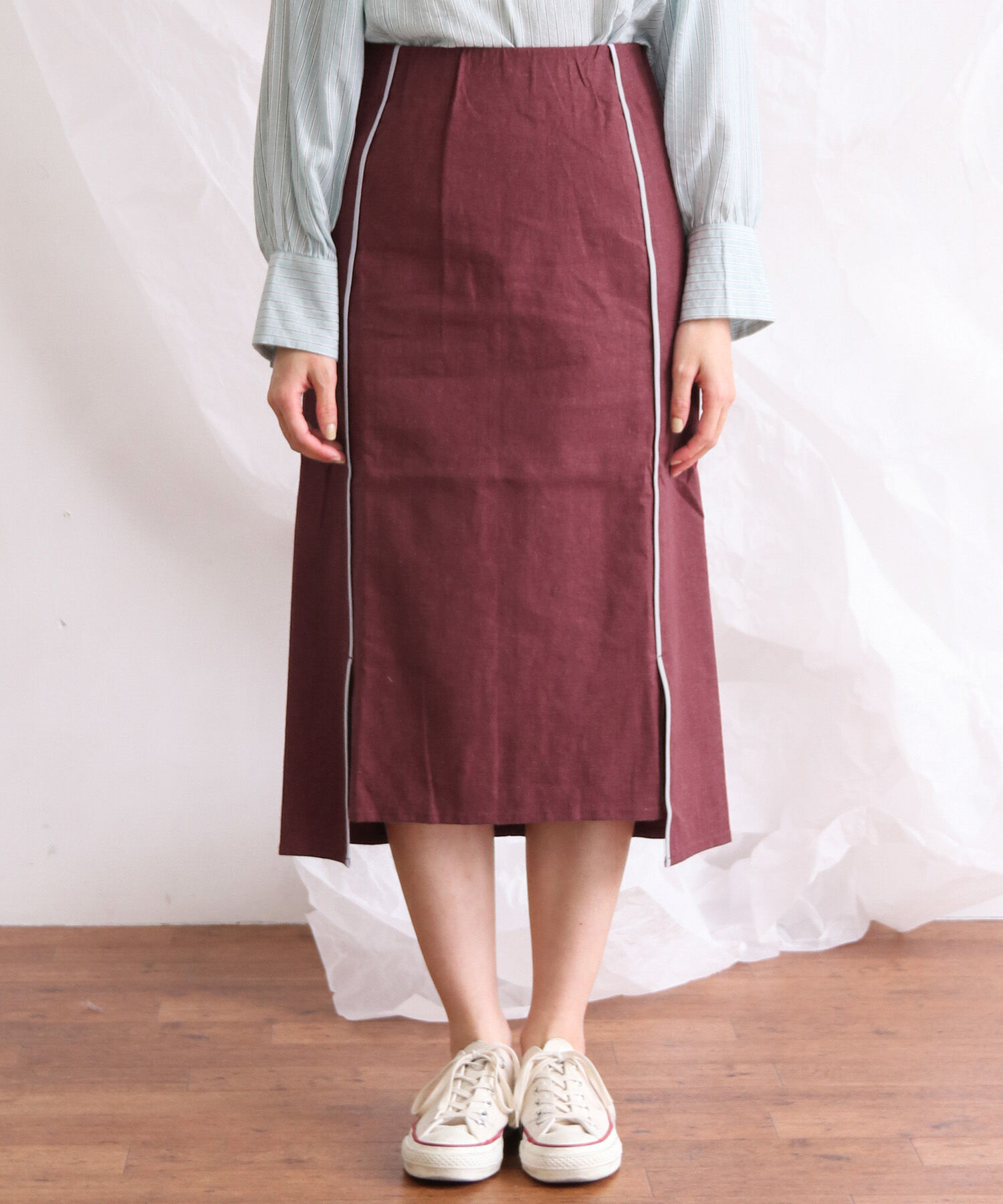  「カラーパイピングスカート」|スカート|