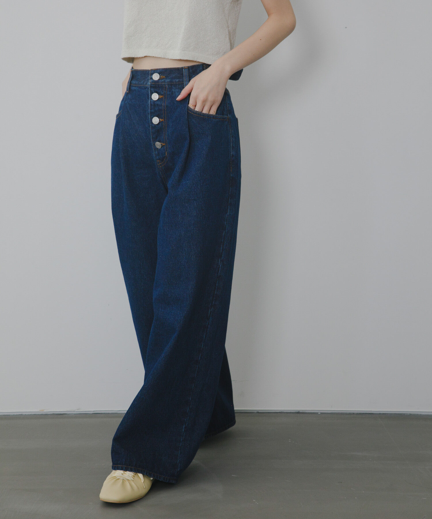  「『3サイズ展開』タックボタンアップデニム」|デニム|