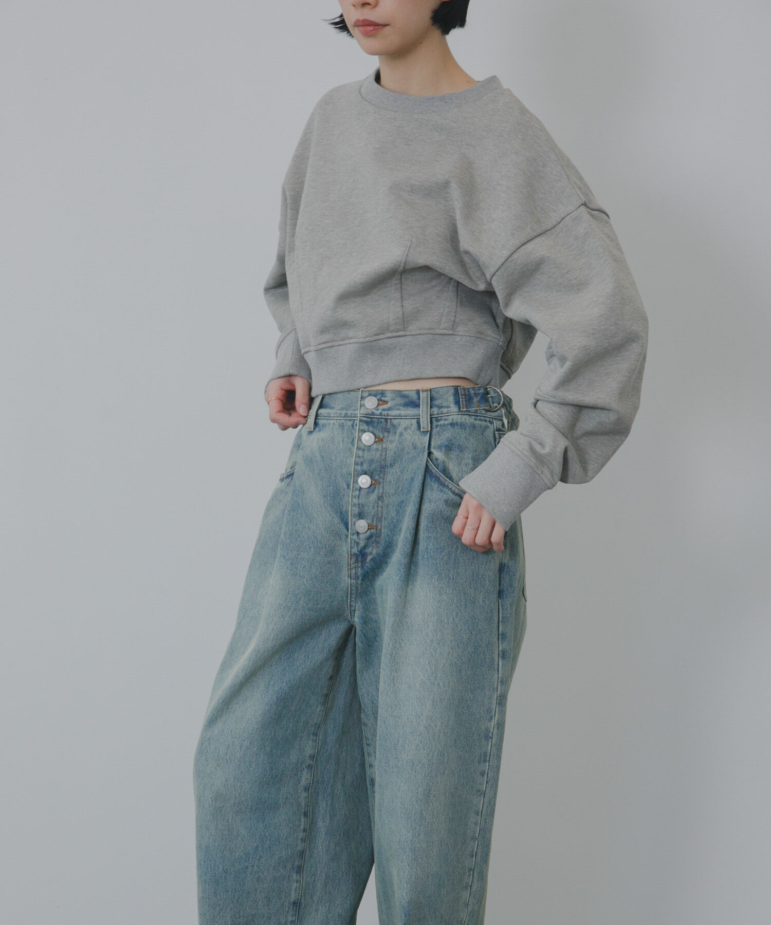 「『3サイズ展開』タックボタンアップデニム」|デニム|