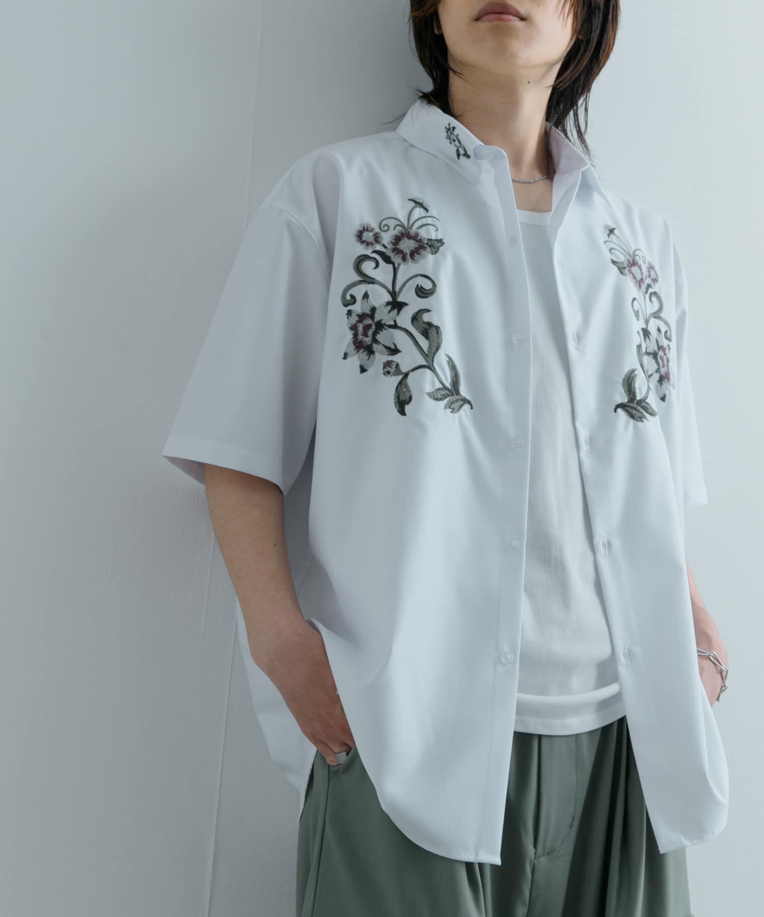 SENSE OF PLACE by URBAN RESEARCH「ボタニカルシシュウシャツ(5分袖)」|シャツ・ブラウス|