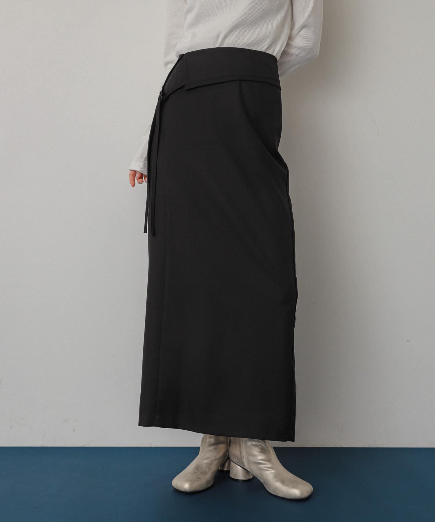 SENSE OF PLACE by URBAN RESEARCH「アシンメトリーオリカエシペンシルスカート」|スカート|ブラック