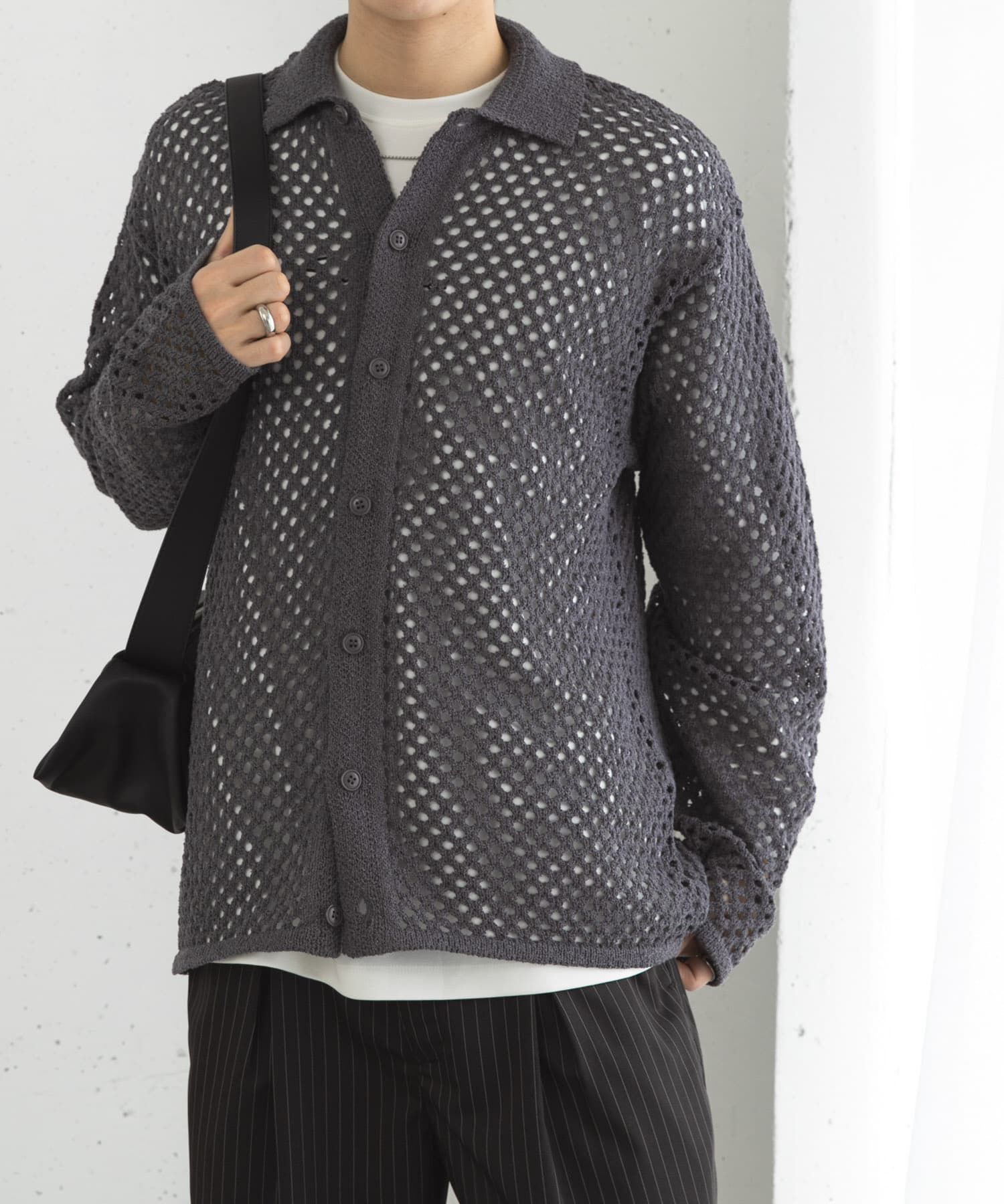 SENSE OF PLACE by URBAN RESEARCH「『ユニセックス』メッシュ衿付きカーディガン」|カーディガン|