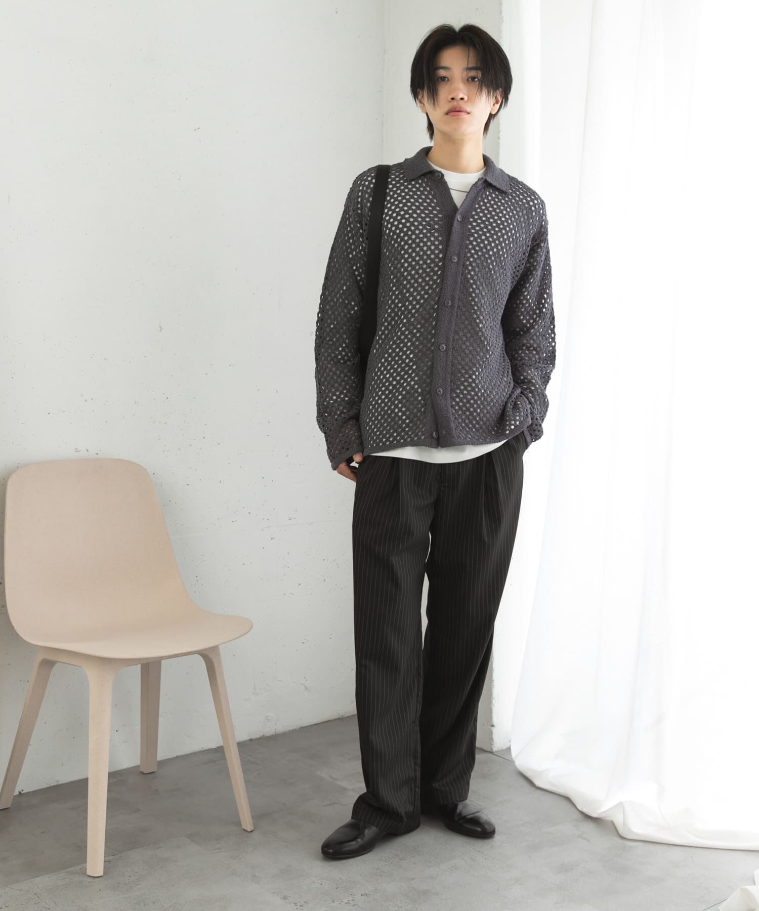 SENSE OF PLACE by URBAN RESEARCH「『ユニセックス』メッシュ衿付きカーディガン」|カーディガン|