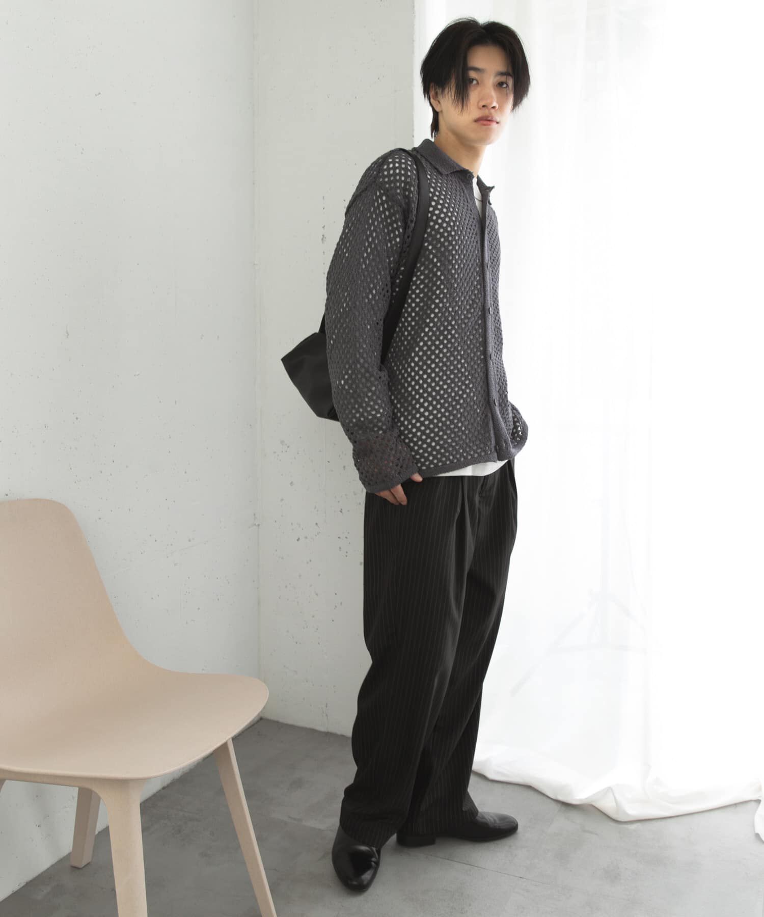 SENSE OF PLACE by URBAN RESEARCH「『ユニセックス』メッシュ衿付きカーディガン」|カーディガン|