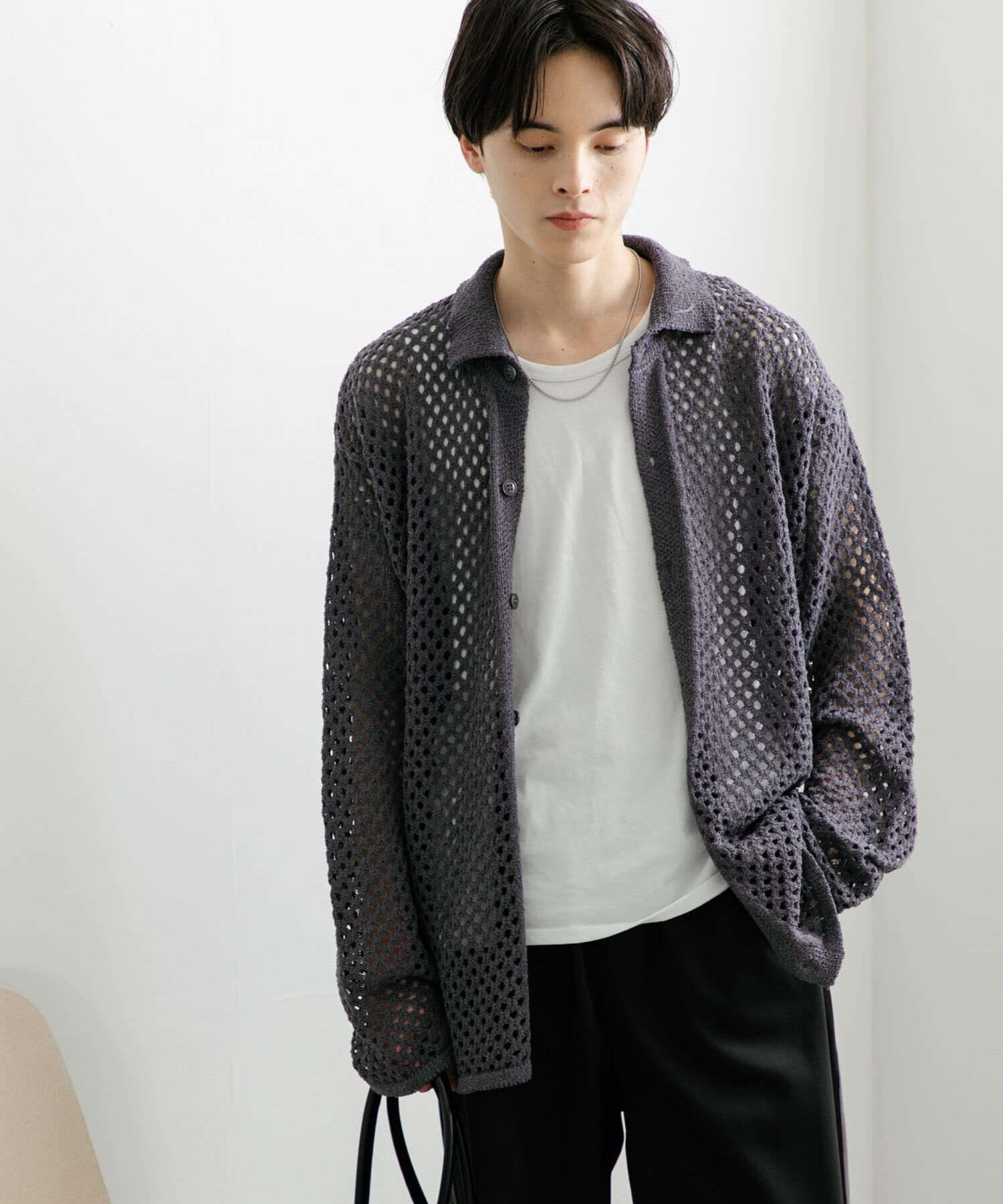 SENSE OF PLACE by URBAN RESEARCH「『ユニセックス』メッシュ衿付きカーディガン」|カーディガン|