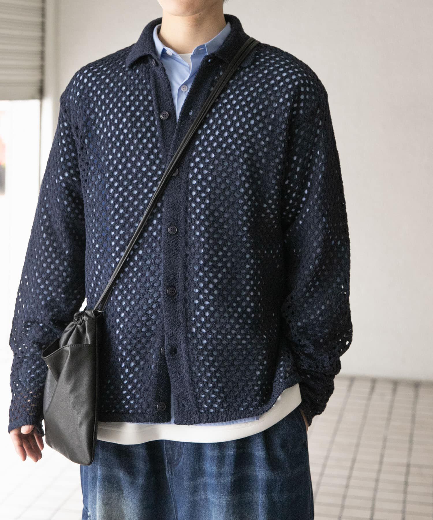 SENSE OF PLACE by URBAN RESEARCH「『ユニセックス』メッシュ衿付きカーディガン」|カーディガン|