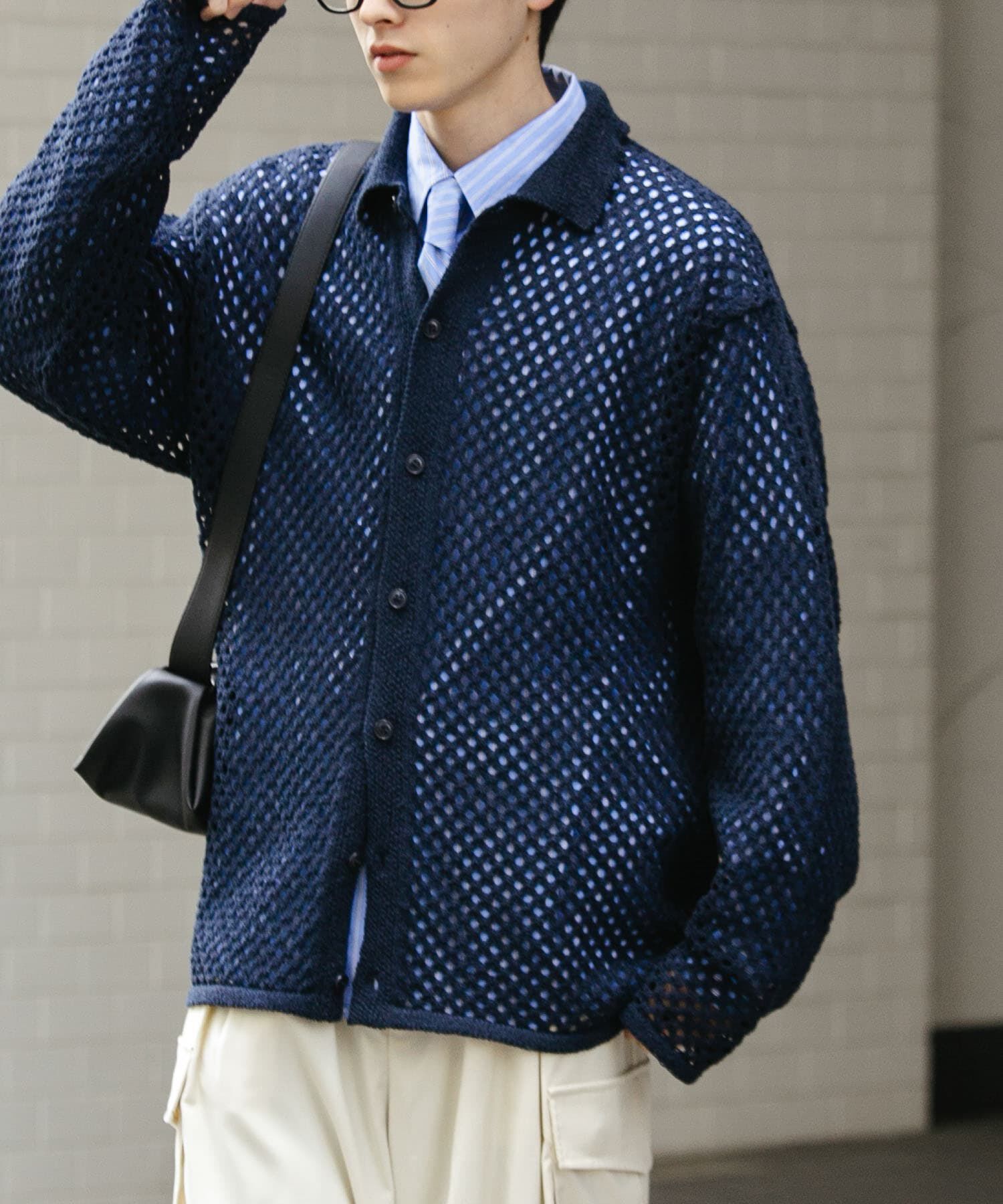 SENSE OF PLACE by URBAN RESEARCH「『ユニセックス』メッシュ衿付きカーディガン」|カーディガン|