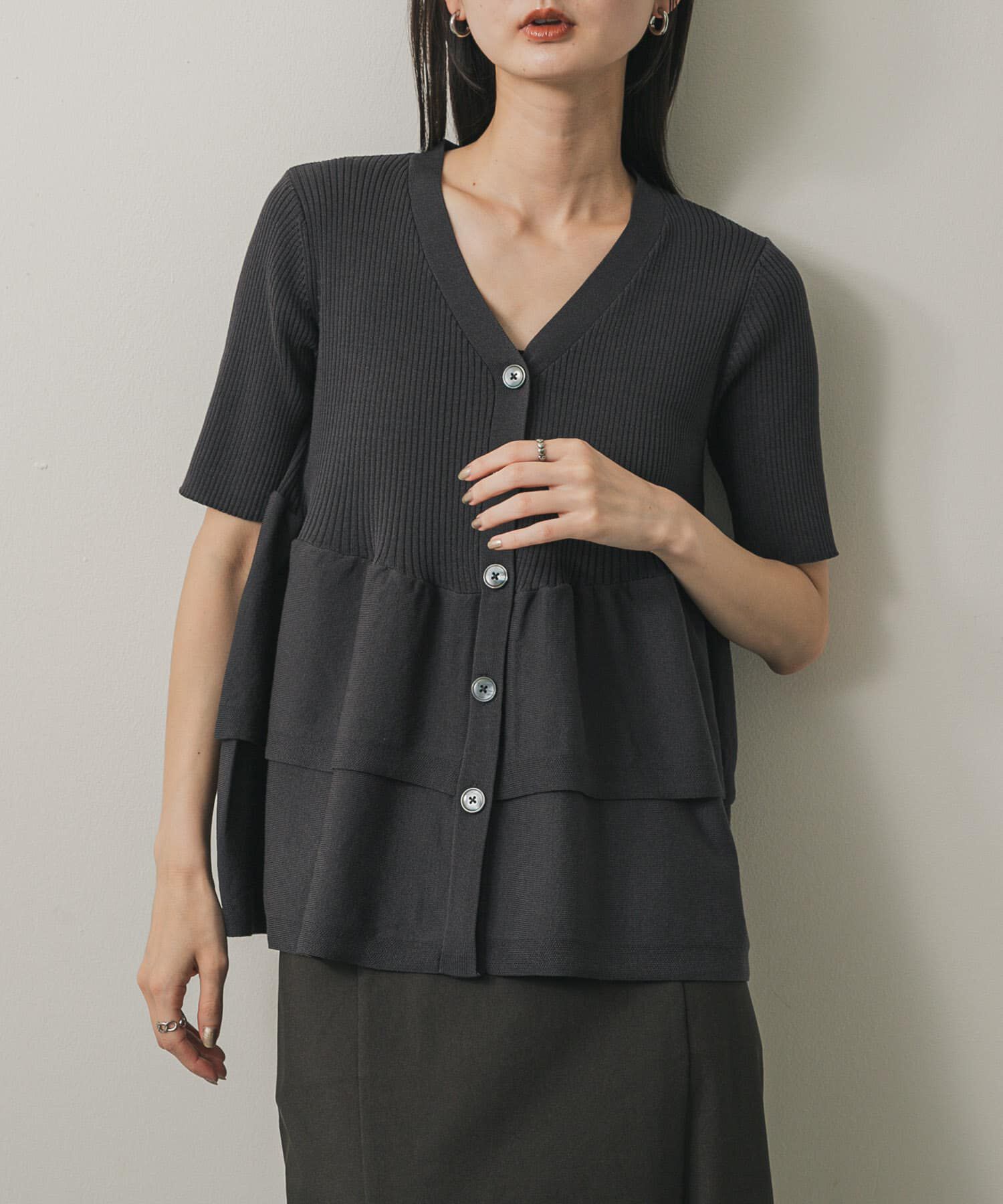 SENSE OF PLACE by URBAN RESEARCH「『WEB限定』ペプラムカーディガン(半袖)」|カーディガン|チャコールグレー
