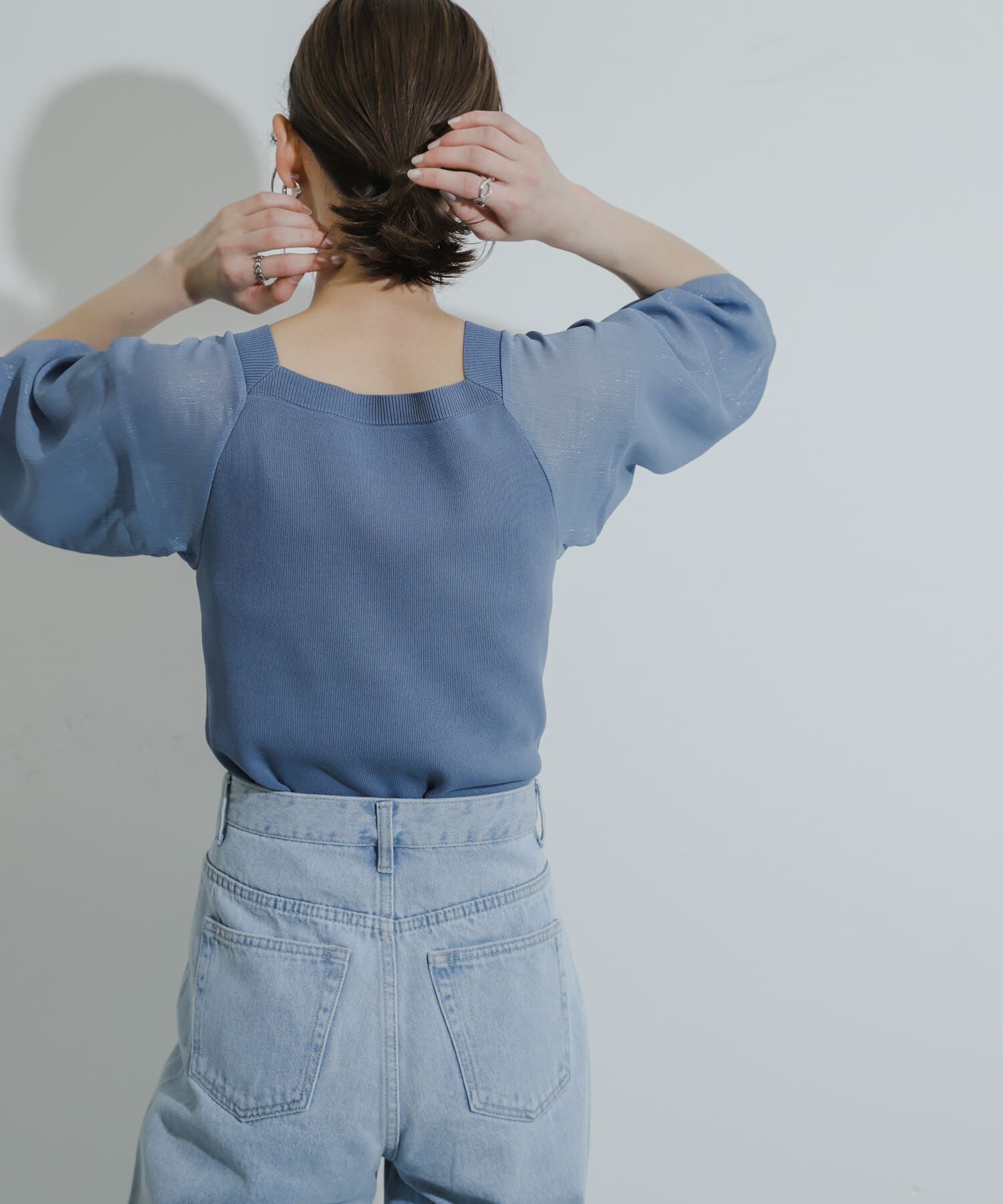 SENSE OF PLACE by URBAN RESEARCH「シアーボリュームスリーブセーター(5分袖)」|ニット・セーター|