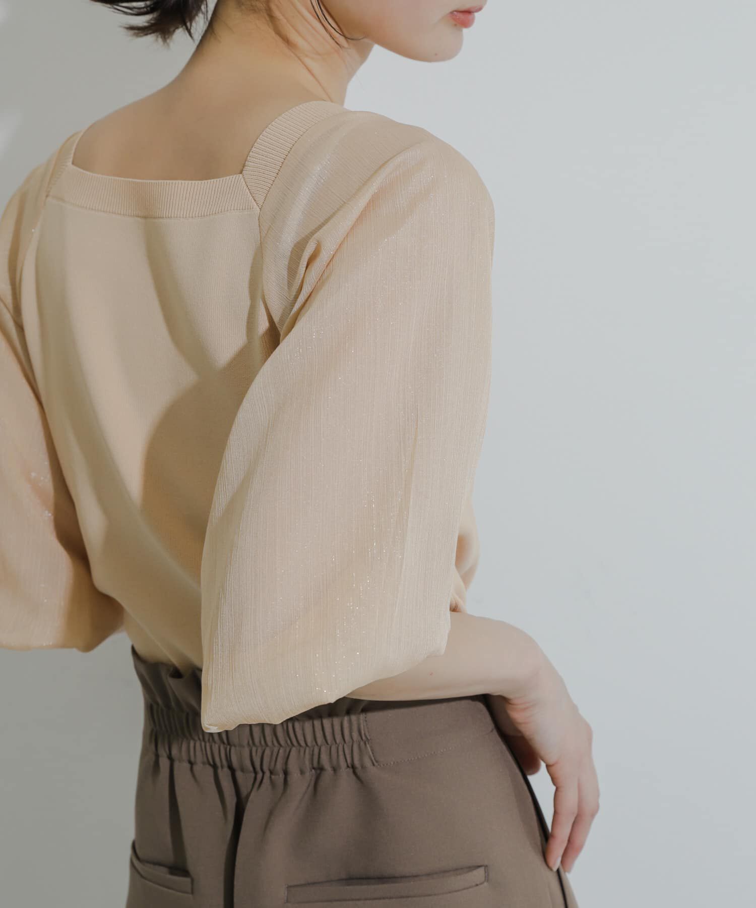 SENSE OF PLACE by URBAN RESEARCH「シアーボリュームスリーブセーター(5分袖)」|ニット・セーター|