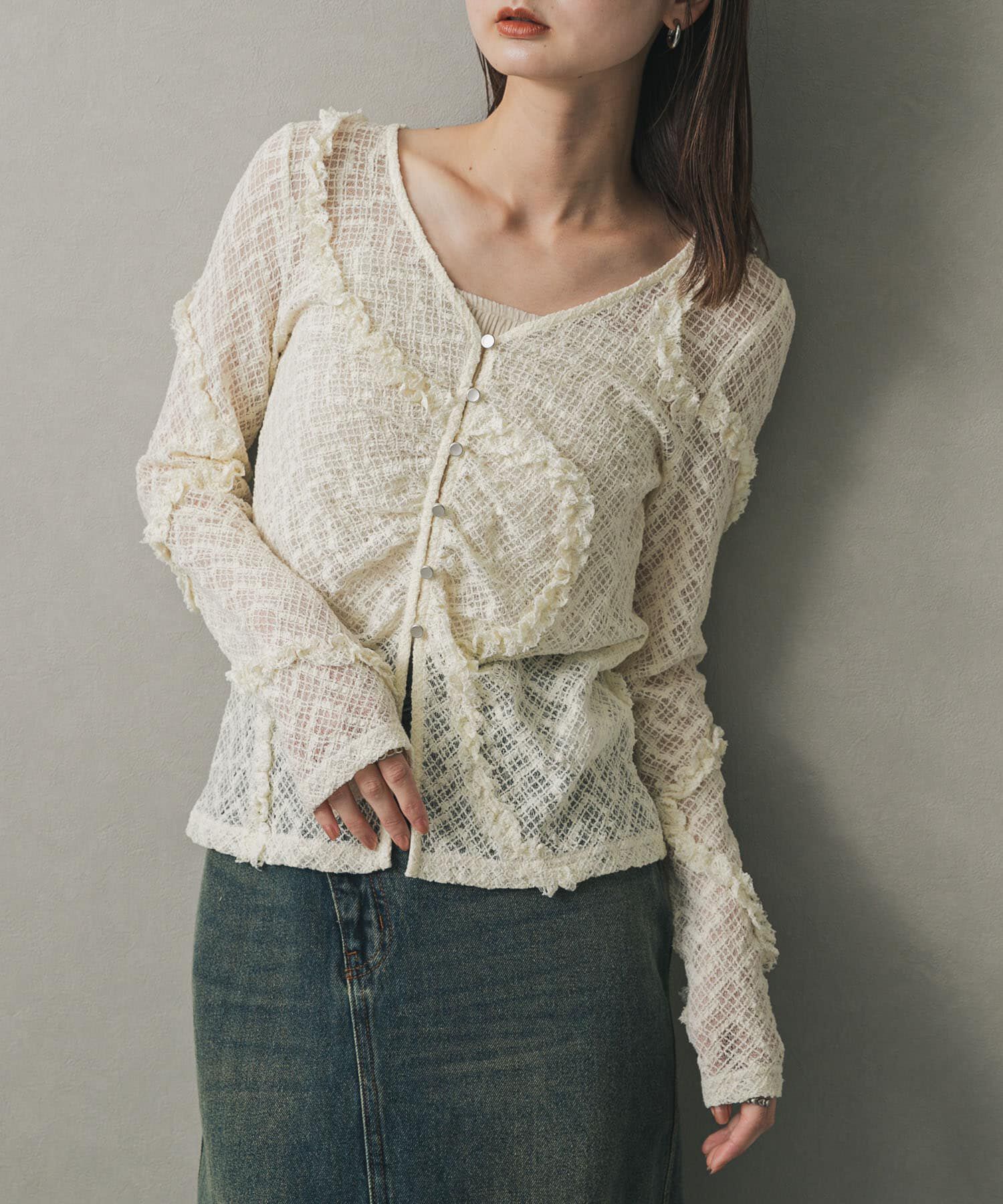 SENSE OF PLACE by URBAN RESEARCH「フロントボタンレースカーディガン」|カーディガン|アイボリー