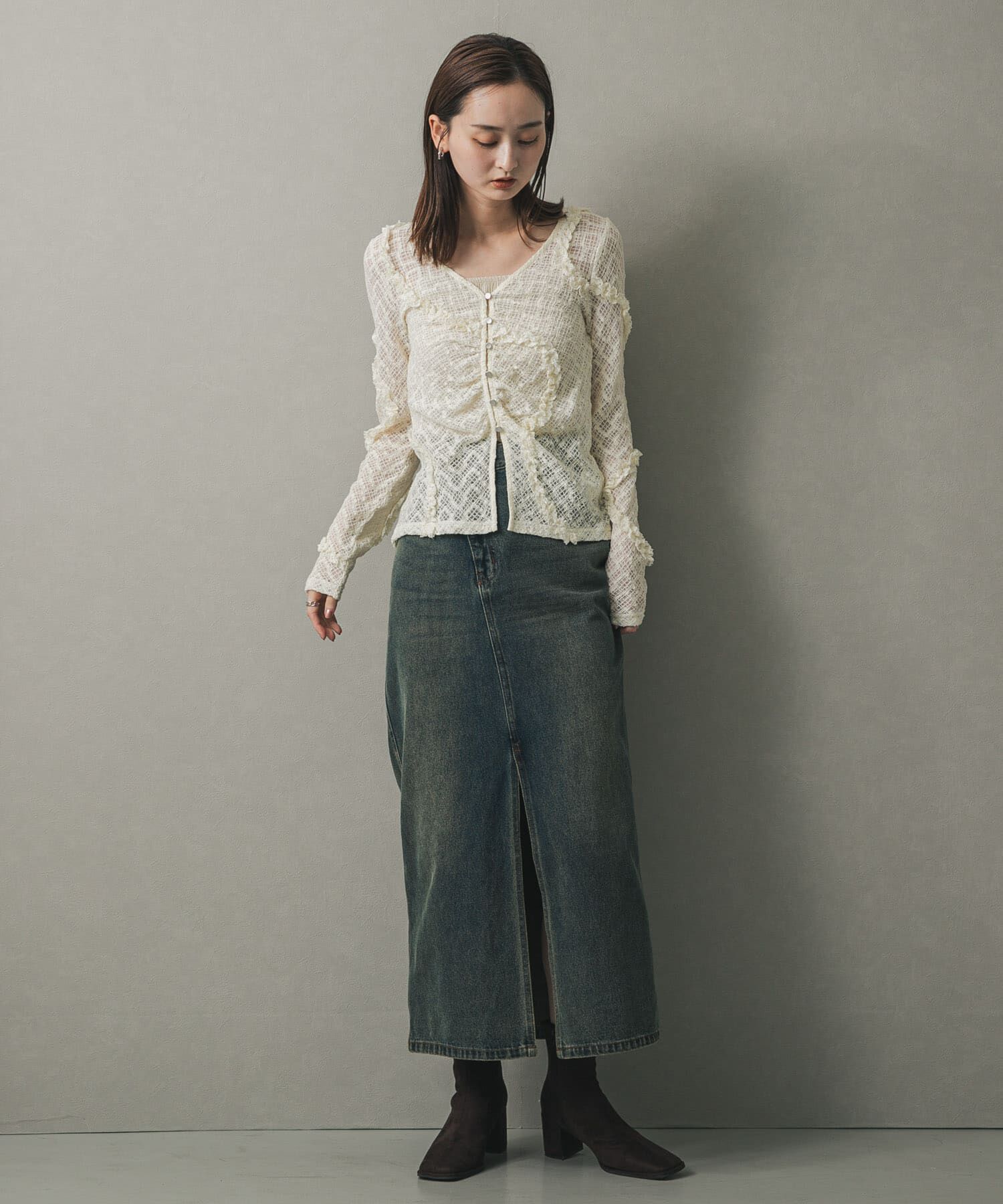 SENSE OF PLACE by URBAN RESEARCH「フロントボタンレースカーディガン」|カーディガン|